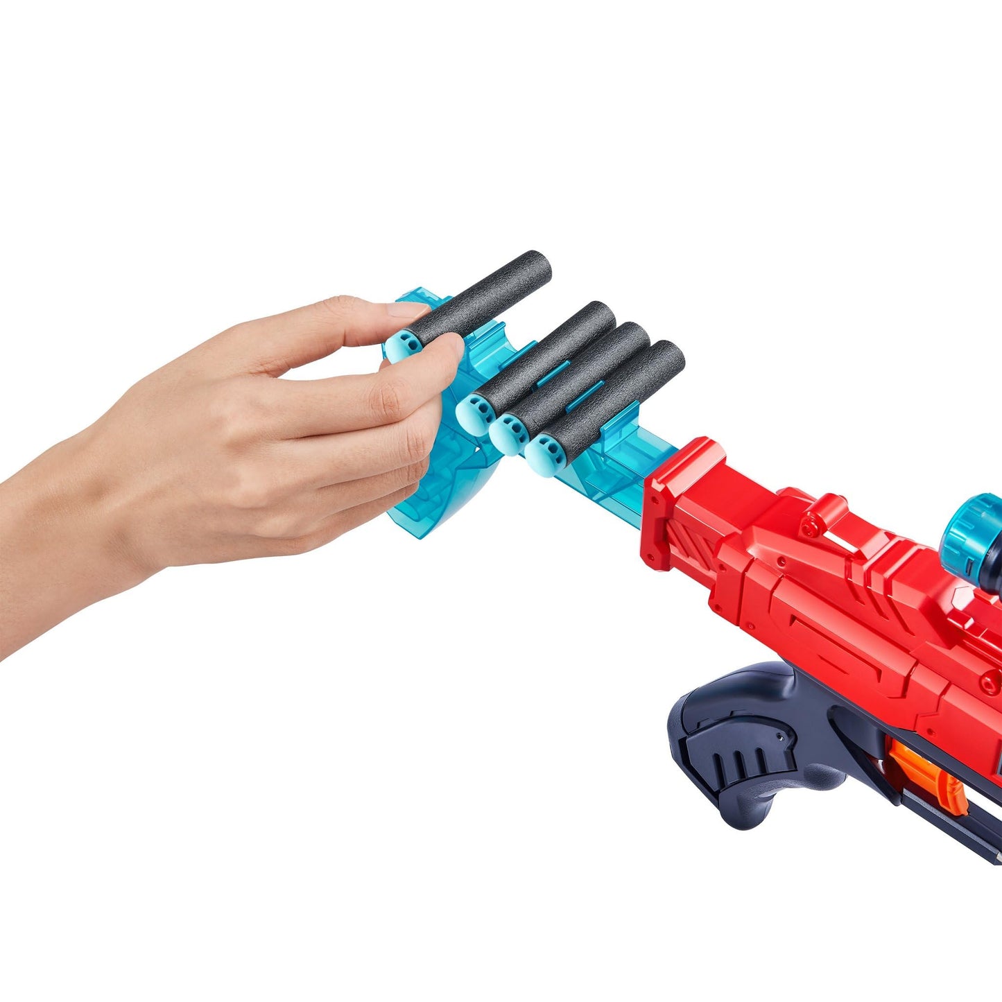 ZURU X-Shot Excel Hawk Eye Foam Dart Blaster (Red) — Long-Range Nerf-Style Toy with Scope, Grip, and 16 Darts