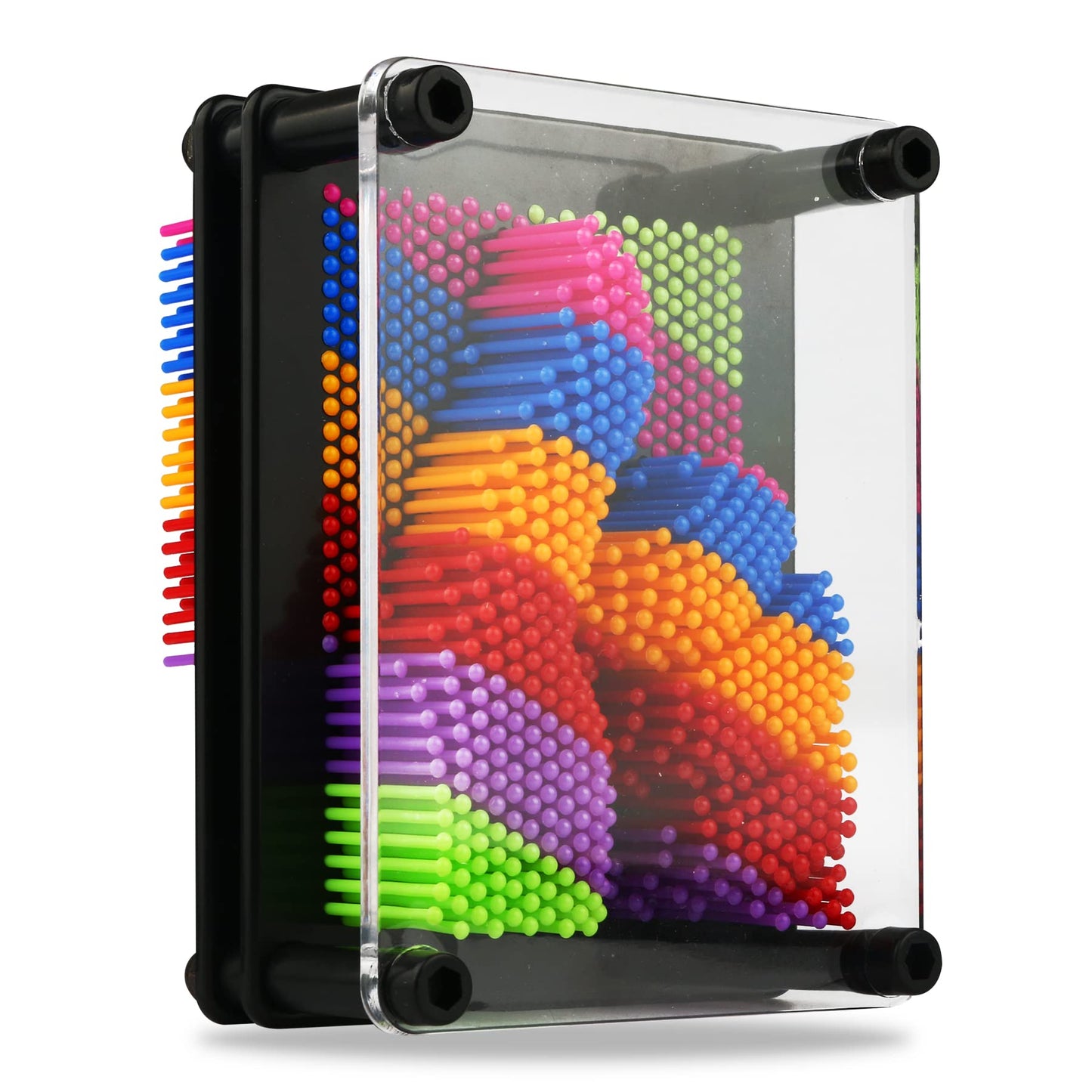 Xsltkby 3D Pin Art Toy – Rainbow Pinsculpture Board for Kids (3.75 x 5 in)