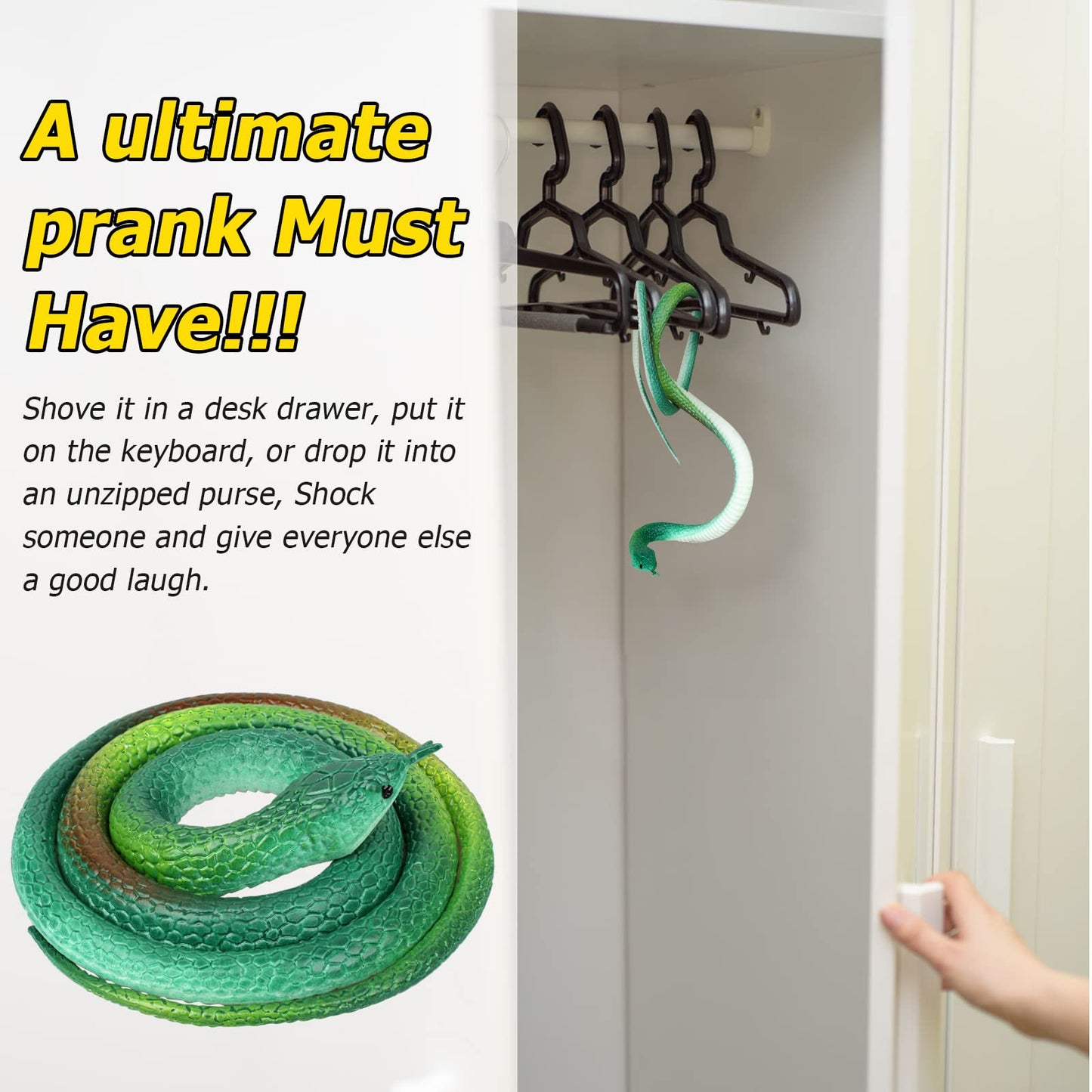 Xsltkby Rubber Snakes - 4-Pack Realistic Garden Deterrents to Keep Birds Away