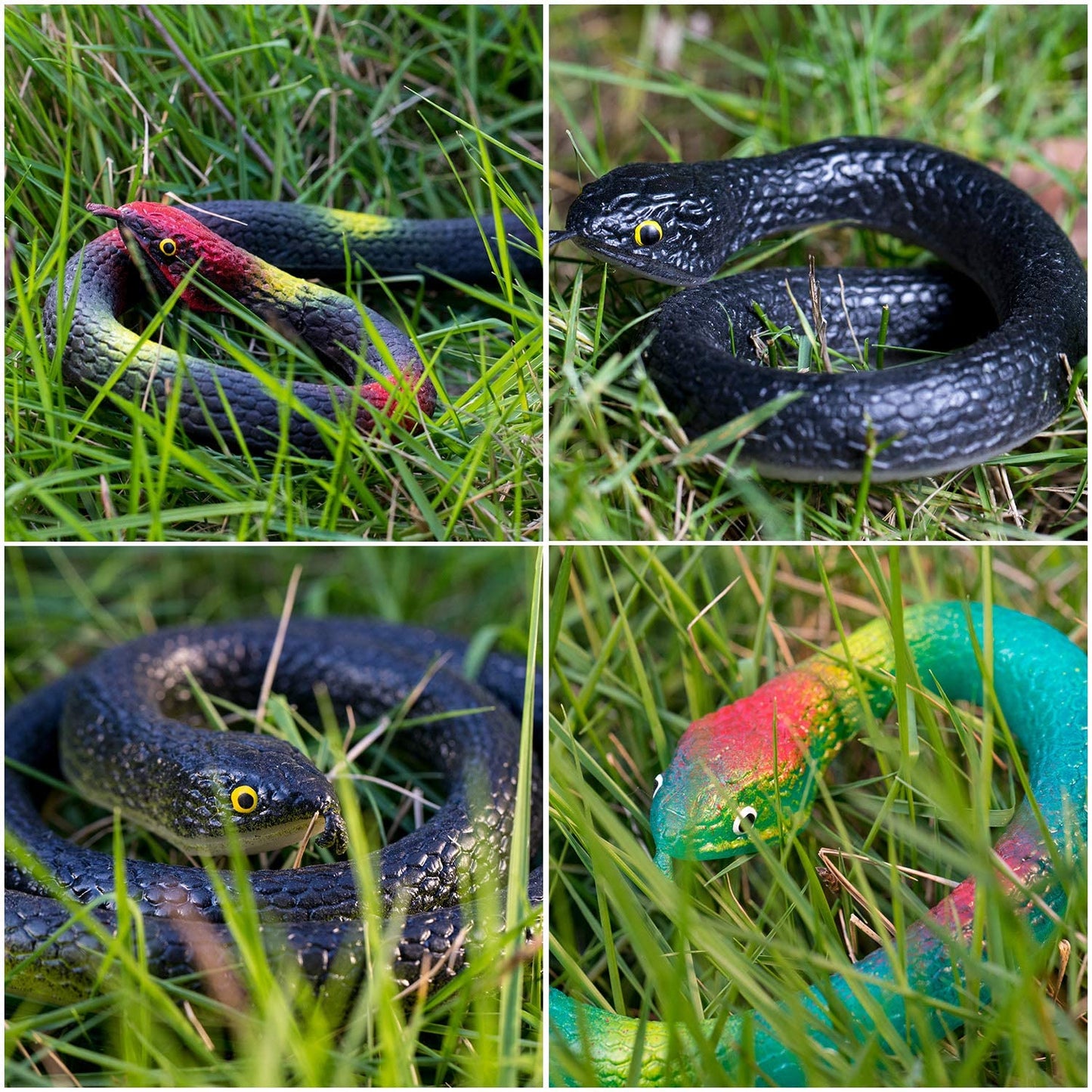 Xsltkby Rubber Snakes - 4-Pack Realistic Garden Deterrents to Keep Birds Away