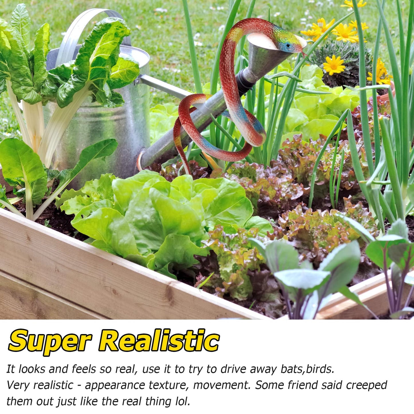 Xsltkby Rubber Snakes - 4-Pack Realistic Garden Deterrents to Keep Birds Away