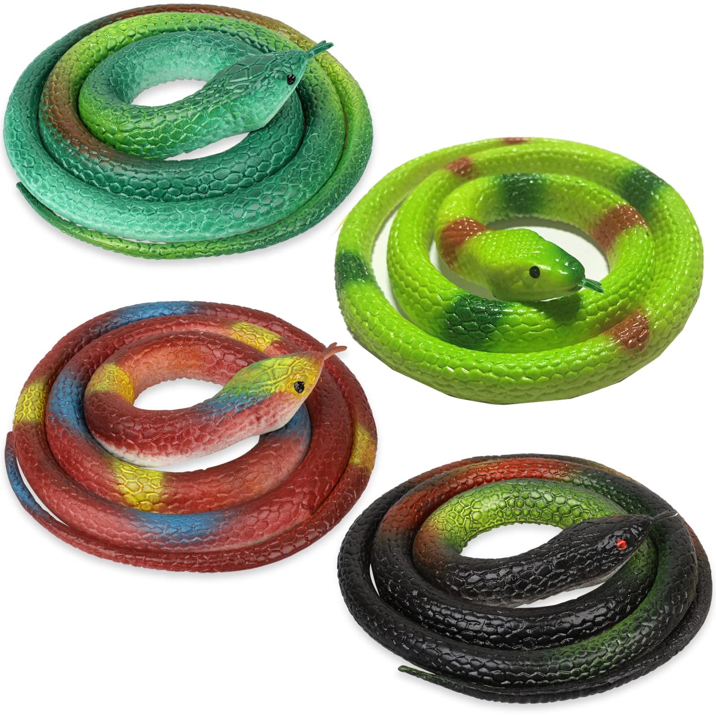 Xsltkby Rubber Snakes - 4-Pack Realistic Garden Deterrents to Keep Birds Away