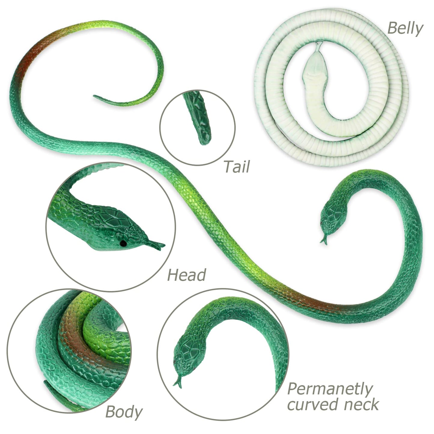 Xsltkby Rubber Snakes - 4-Pack Realistic Garden Deterrents to Keep Birds Away