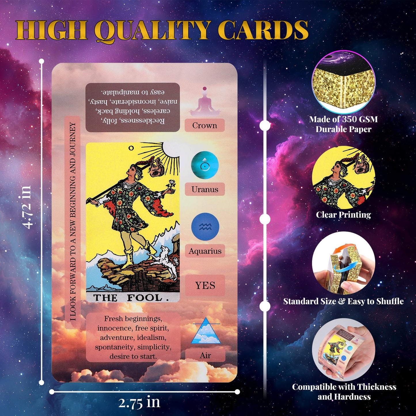 XSYLOHXL Tarot Cards for Beginners – Classic Learning Deck with Meanings & Reading Messages