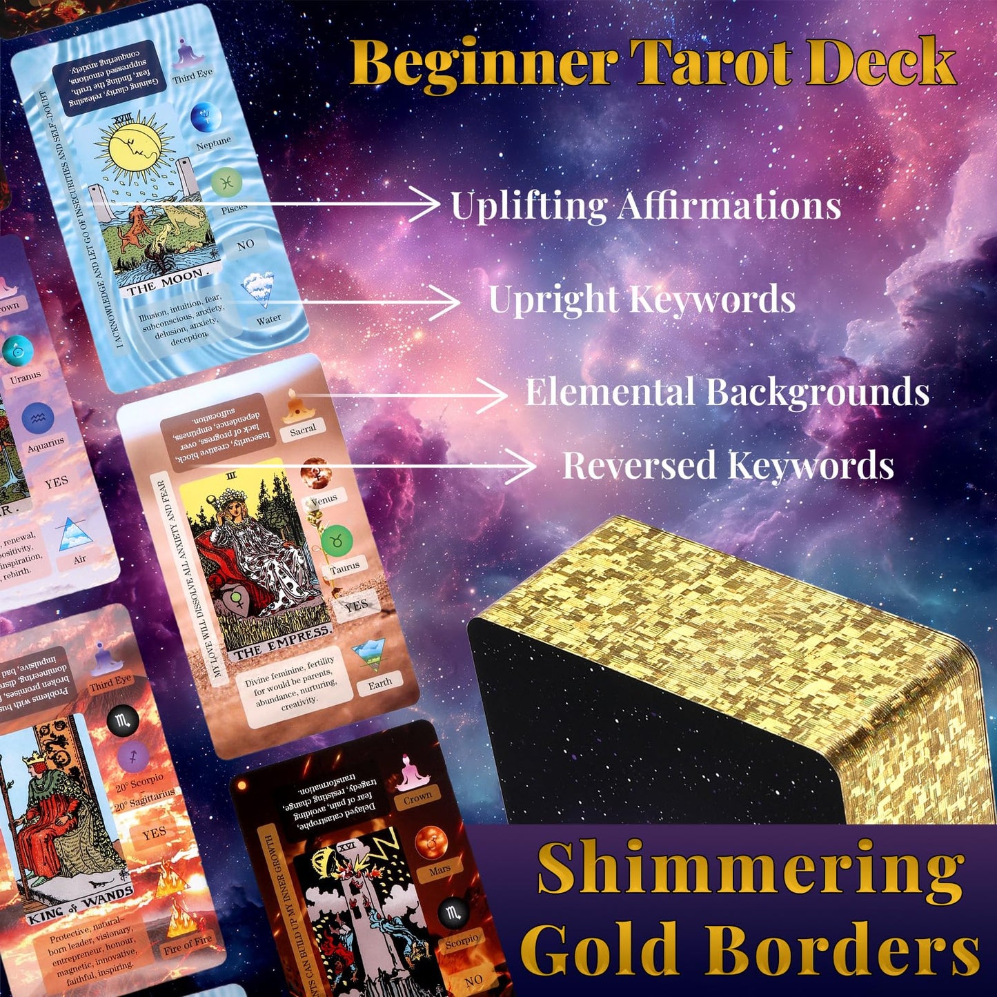 XSYLOHXL Tarot Cards for Beginners – Classic Learning Deck with Meanings & Reading Messages