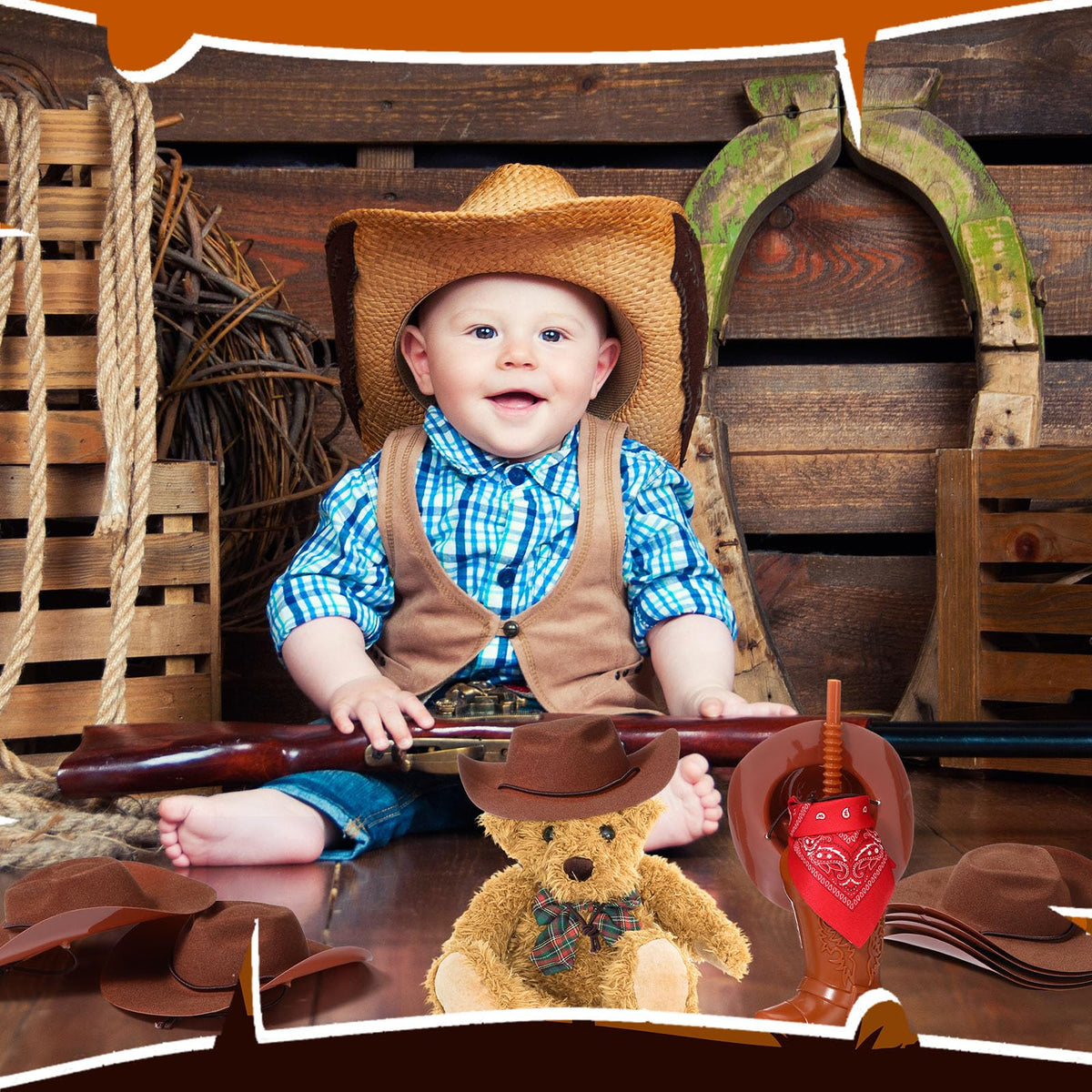Xtinmee 12 Pcs Mini Cowboy Hats – Brown Plastic Party Decor for Dolls & Crafts