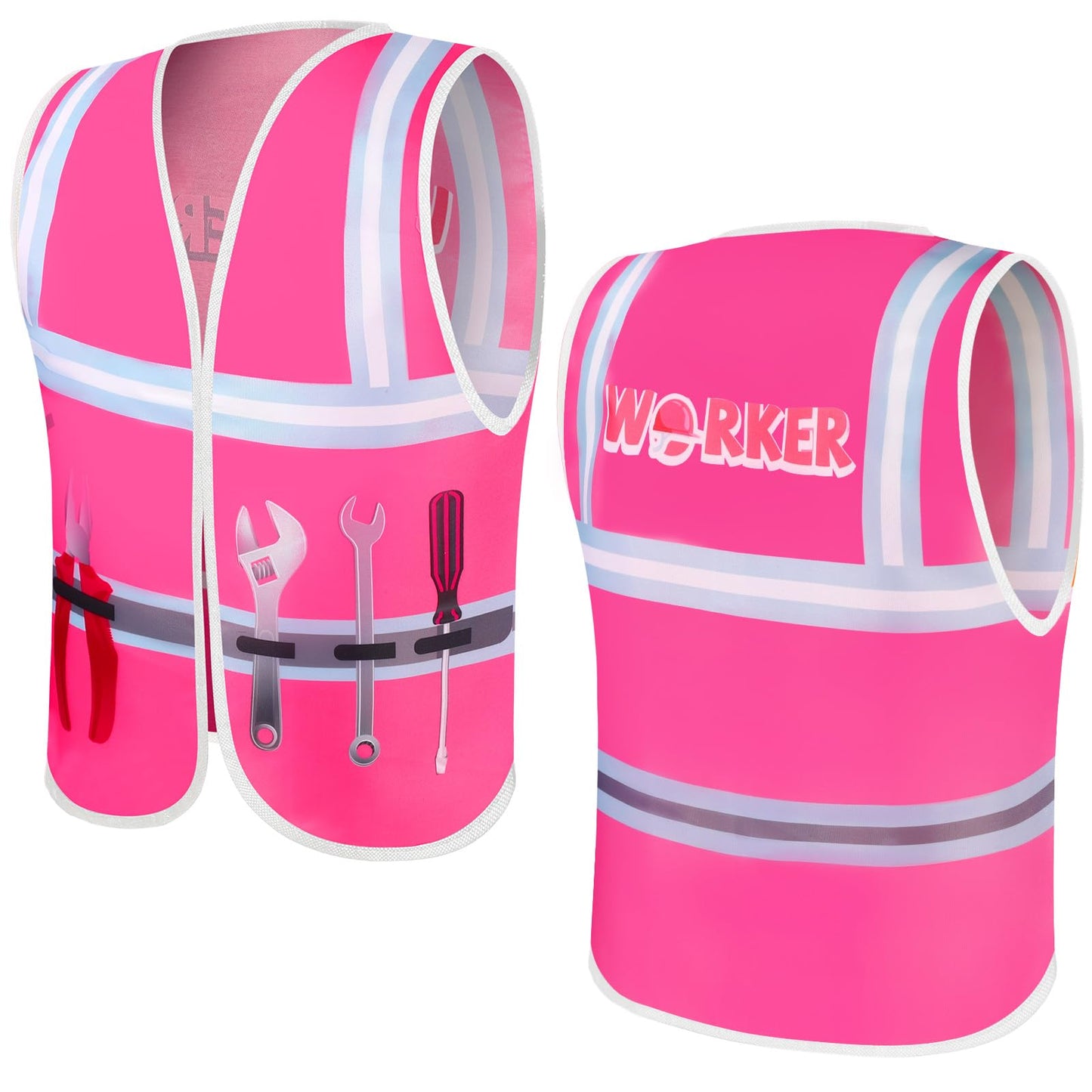 Xtinmee Kids Construction Vest (Pink) – 2-Pack High-Visibility Safety Vests for Ages 3-8