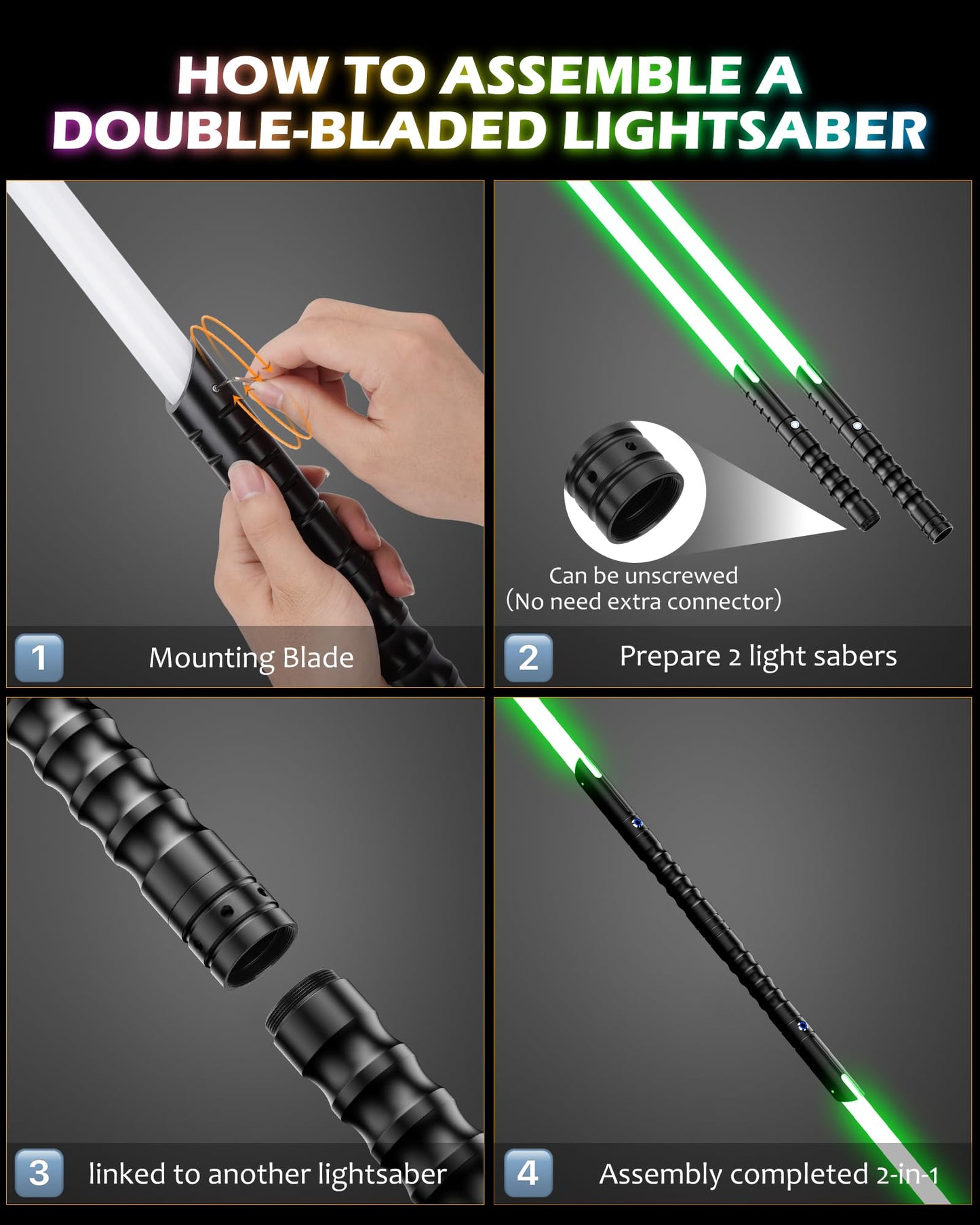 X-TREXSABER Lightsaber Metal Hilt – 12-Color Gradient, Rechargeable, Real Dueling FX Sound