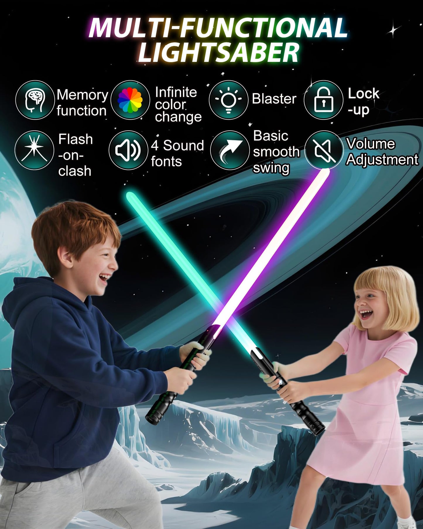 X-TREXSABER Lightsaber Metal Hilt – 12-Color Gradient, Rechargeable, Real Dueling FX Sound