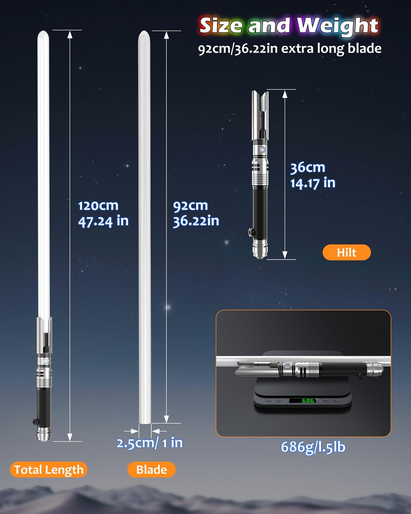 X-TREXSABER Cal Kestis Lightsaber – 47.24 in Dueling FX Saber with 16 Sound Fonts & RGB LEDs