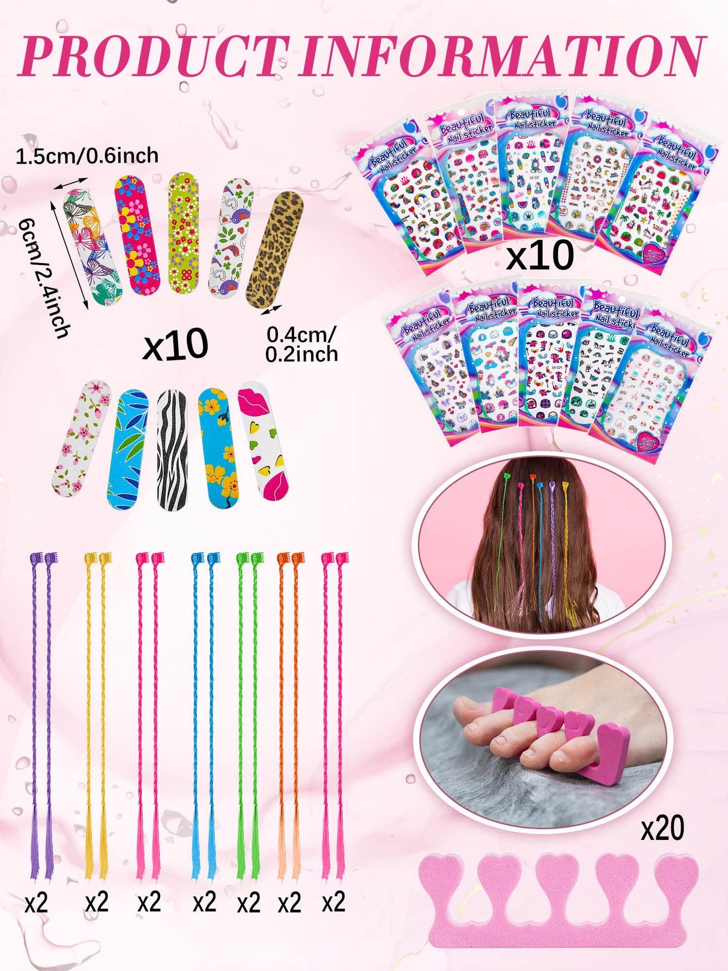 Xuhal 92 Pcs Spa Party Kit — Slumber Party Set with Satin Robes, Headbands & Eye Masks (Rose, 12)