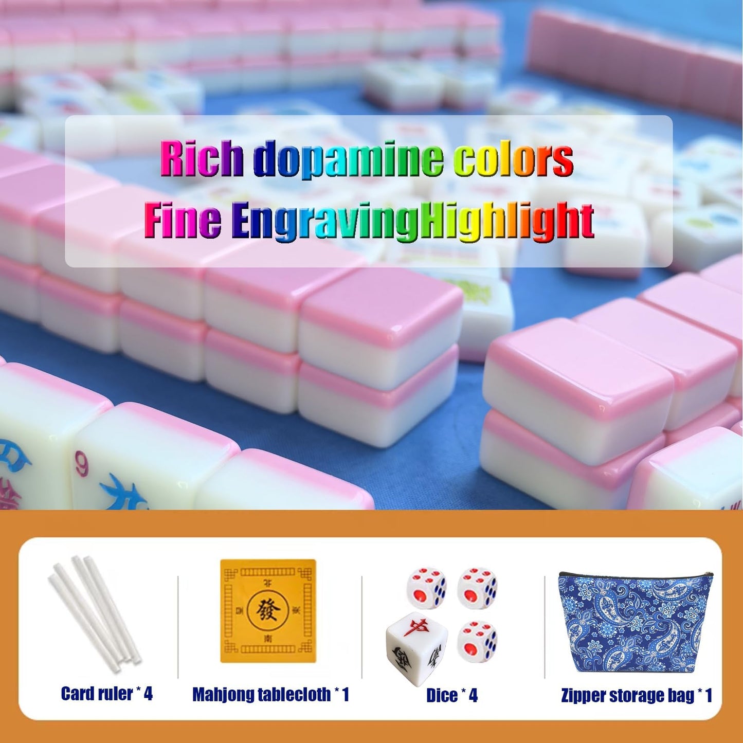 XuMoZC American Mini Mahjong Set – 166 Tiles, 0.9-Inch, Pink Travel Mahjong Kit