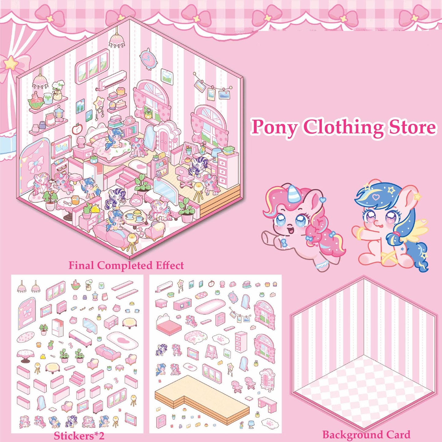 Xuoent DIY 3D Sticker Scene – 6 Sets of Cute Isometric Miniatures for Kids & Adults
