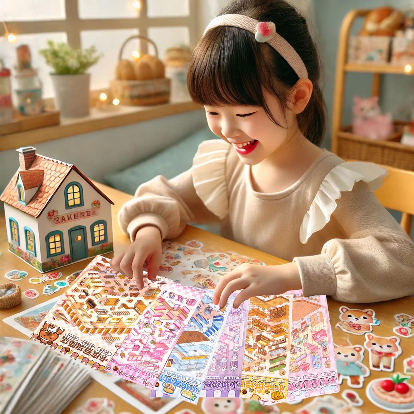 Xuoent DIY 3D Sticker Scene – 6 Sets of Cute Isometric Miniatures for Kids & Adults
