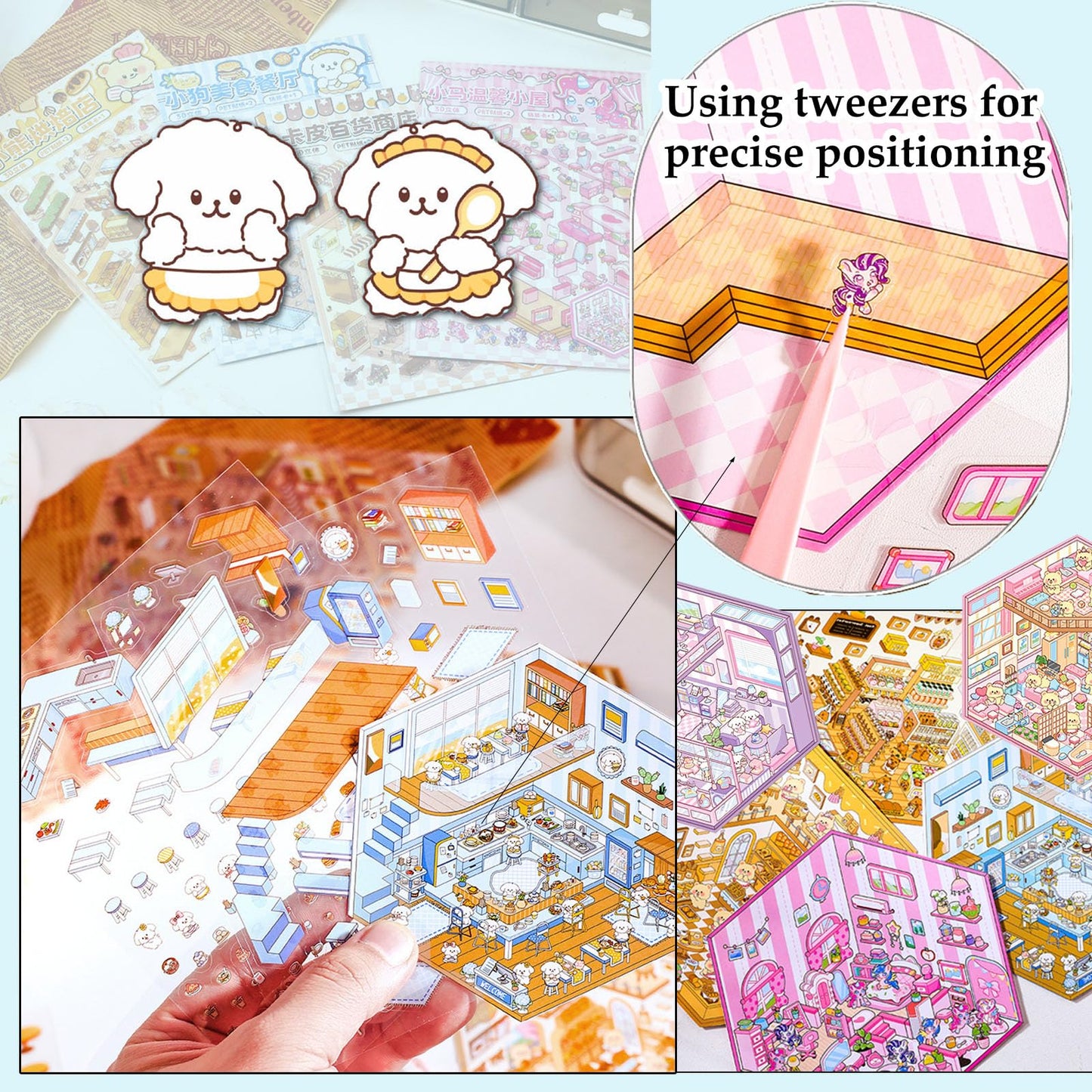 Xuoent DIY 3D Sticker Scene – 6 Sets of Cute Isometric Miniatures for Kids & Adults