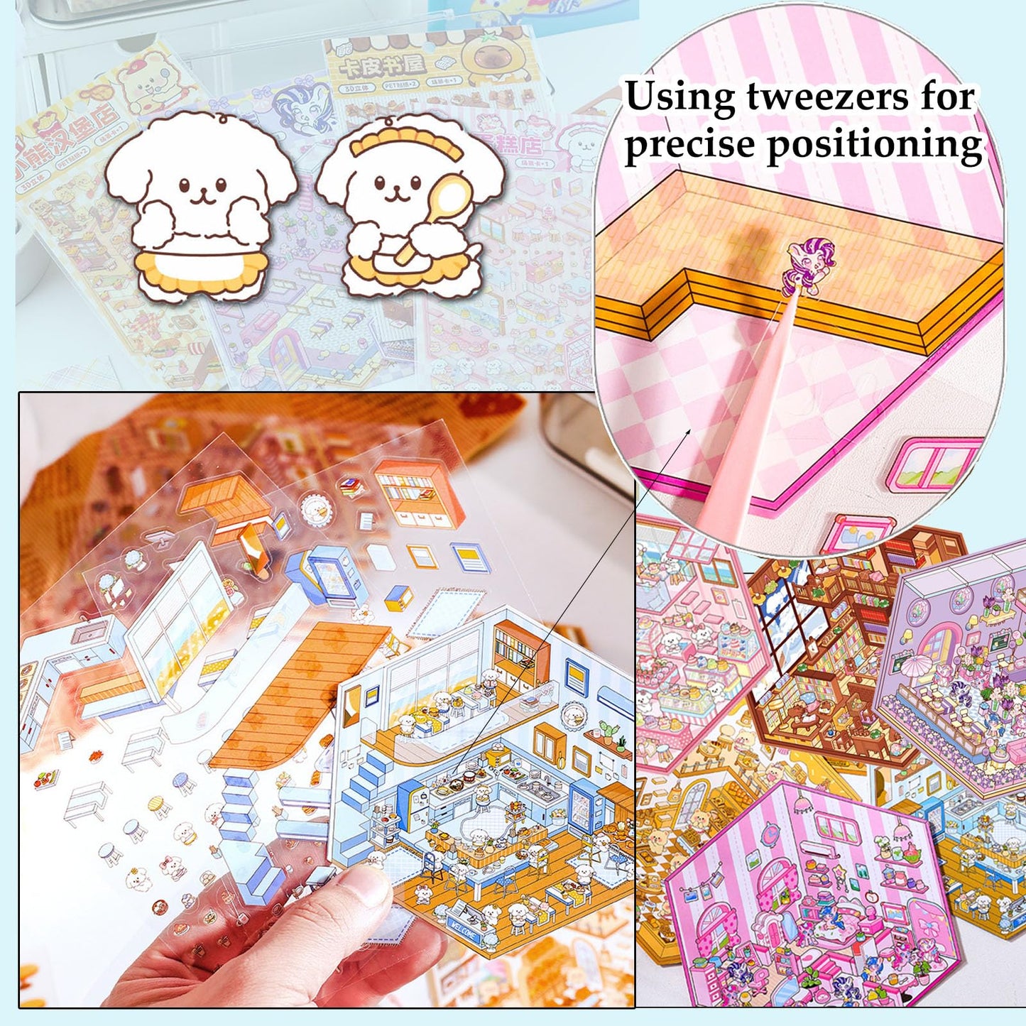 Xuoent DIY 3D Sticker Scene Kit – 6 Backgrounds & 6 Sticker Sets for Kids & Adults