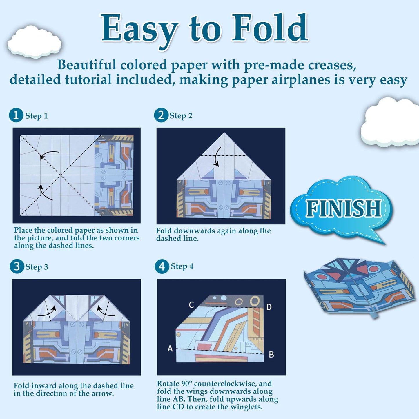 Xuoent Paper Airplane Kit: 16 Classic Designs + 32 Origami Papers | Digital Manual Included