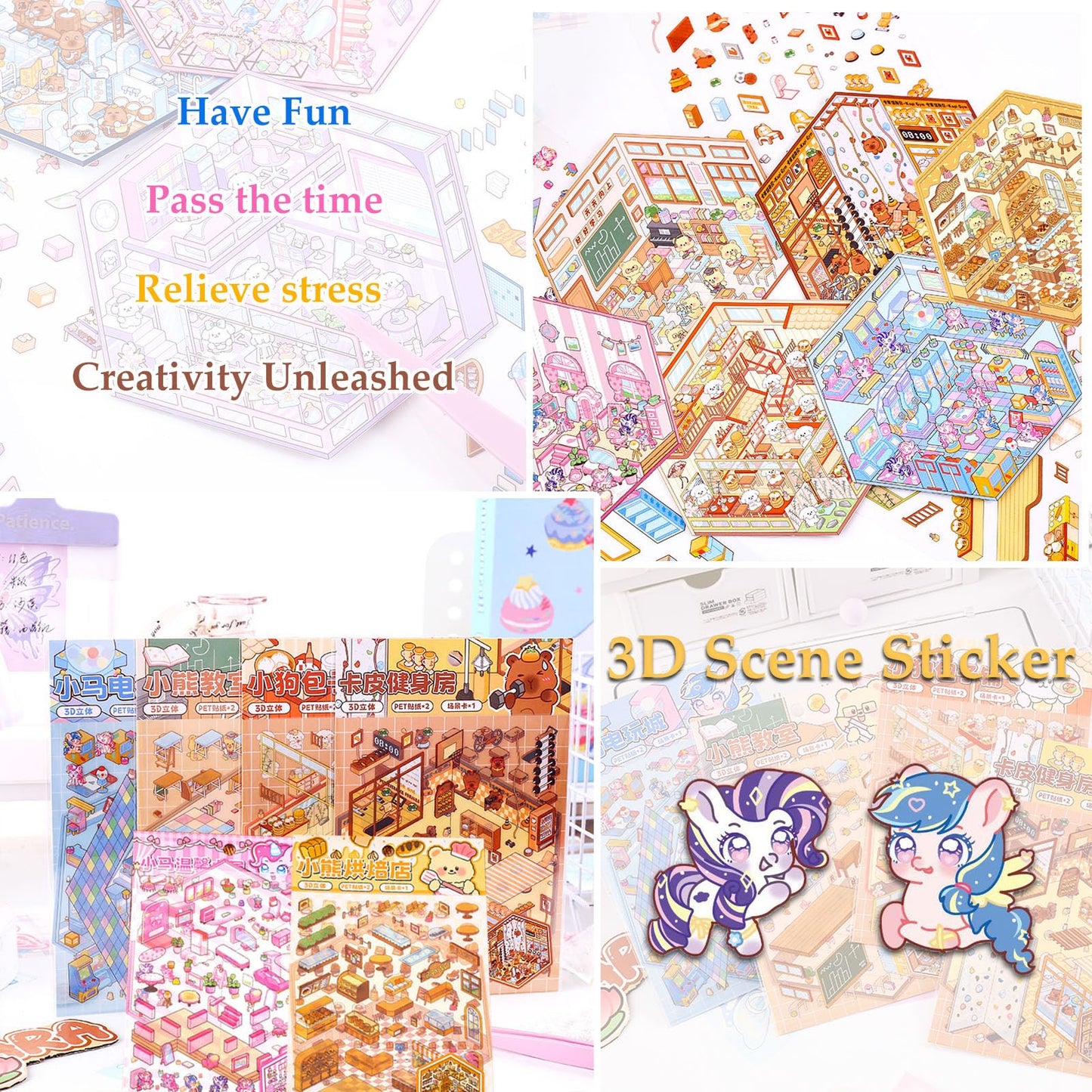 Xuoent DIY 3D Sticker Kit for Kids & Adults – 6 Isometric Sticker Sets