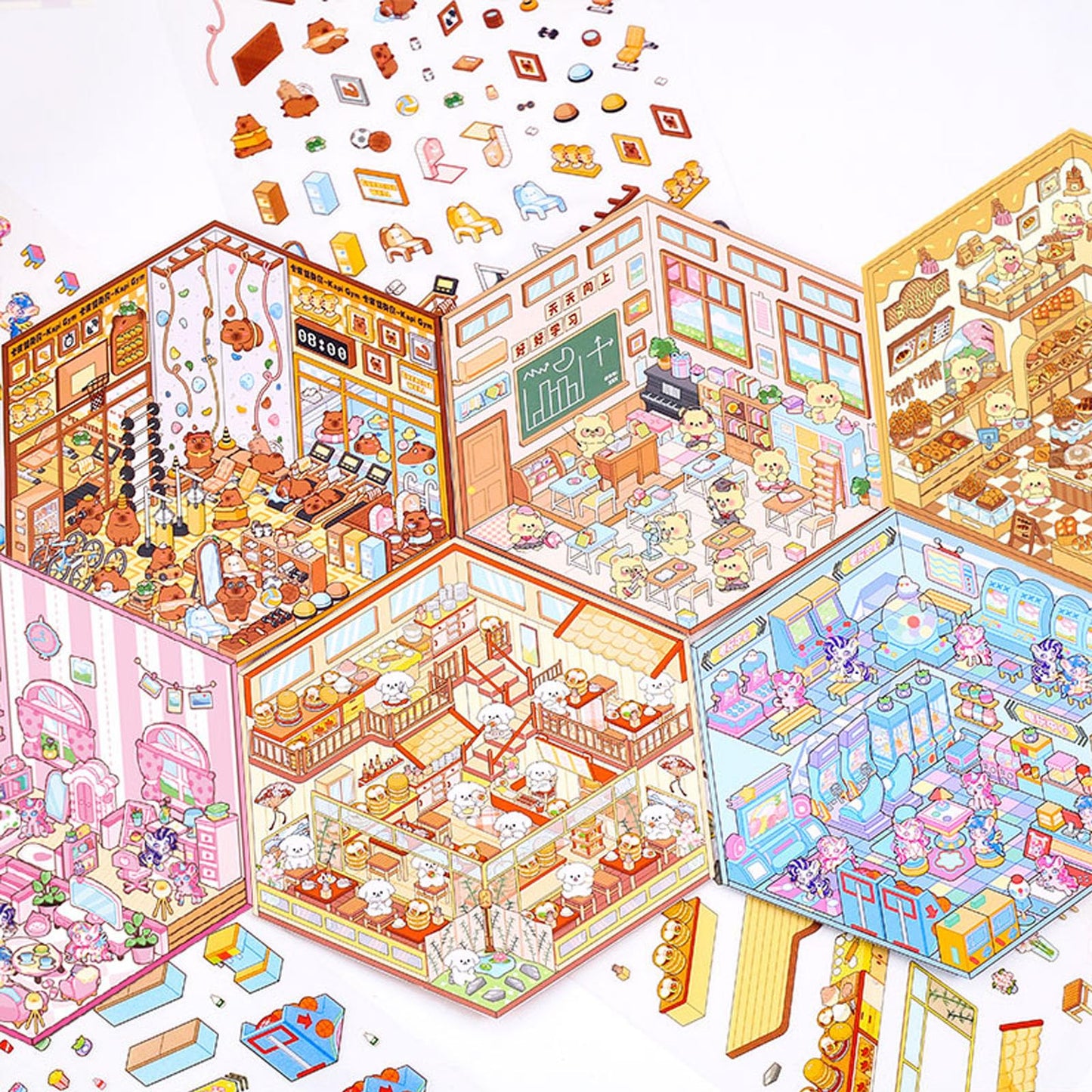 Xuoent DIY 3D Sticker Kit for Kids & Adults – 6 Isometric Sticker Sets