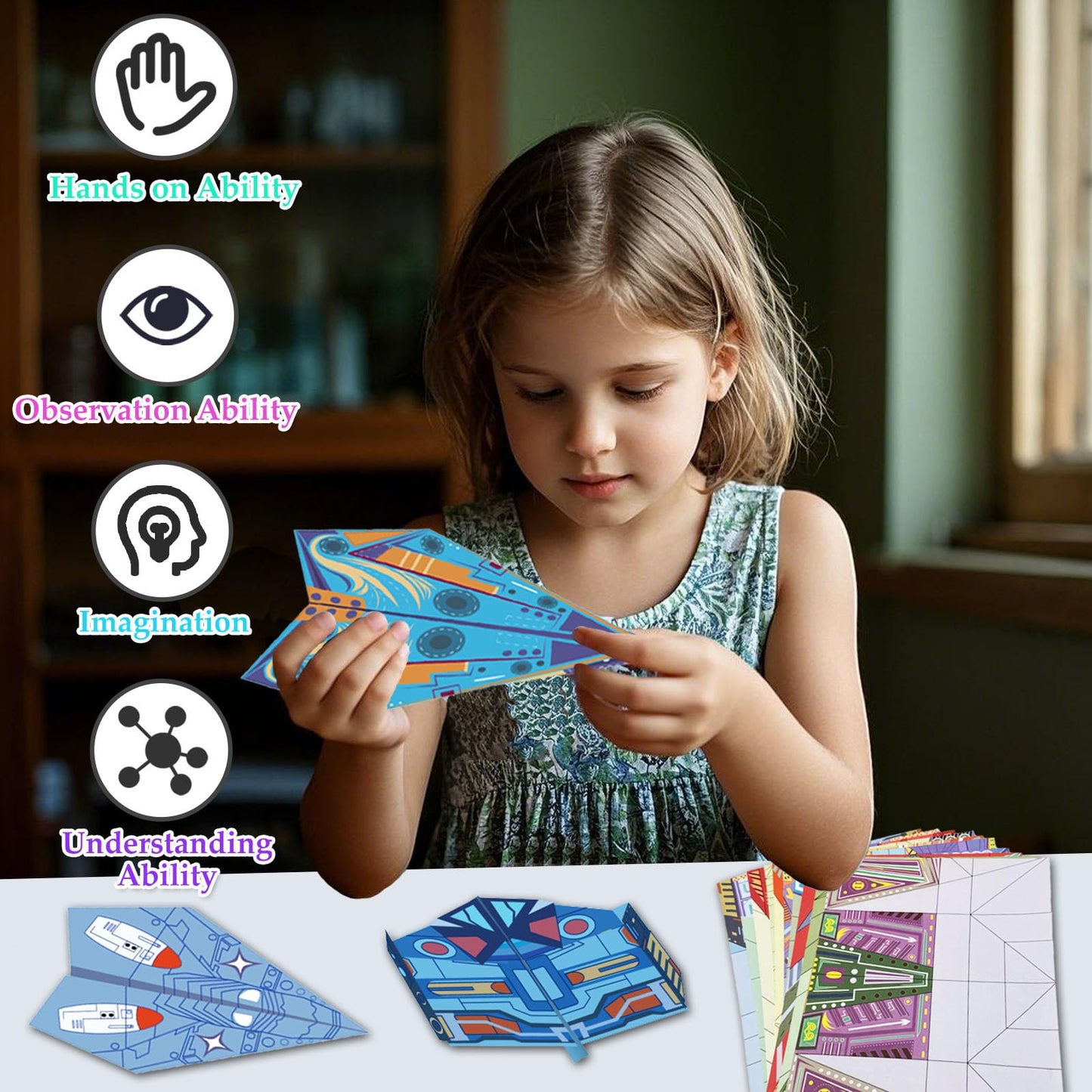 Xuoent Paper Airplane Kit: 16 Classic Designs + 32 Origami Papers | Digital Manual Included