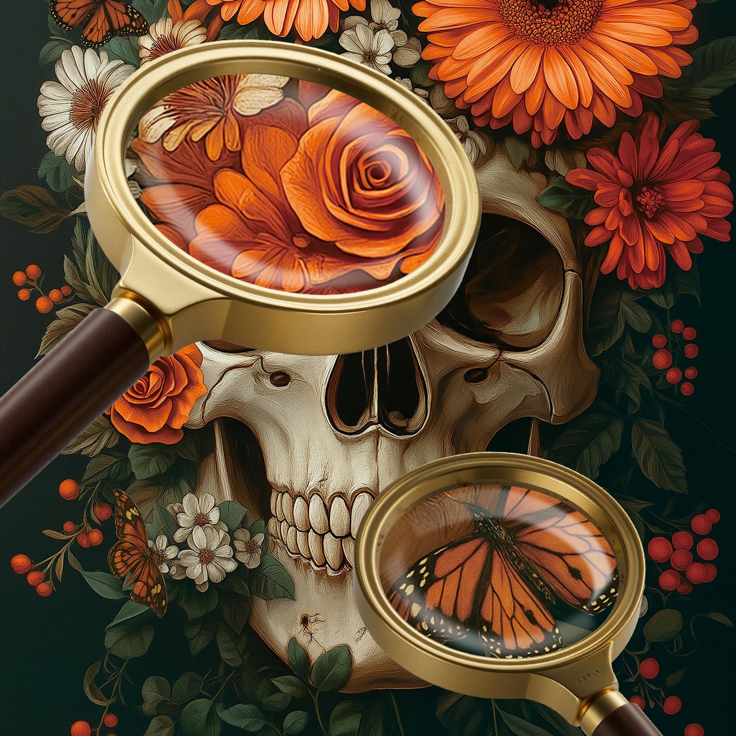 XURLEQ Vintage Skeleton's Floral 1000-Piece Puzzle for Adults – Dark Halloween Art, Matte Finish, 27.56 x 19.68 in