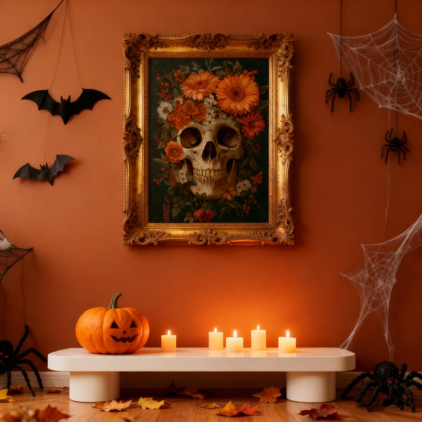 XURLEQ Vintage Skeleton's Floral 1000-Piece Puzzle for Adults – Dark Halloween Art, Matte Finish, 27.56 x 19.68 in