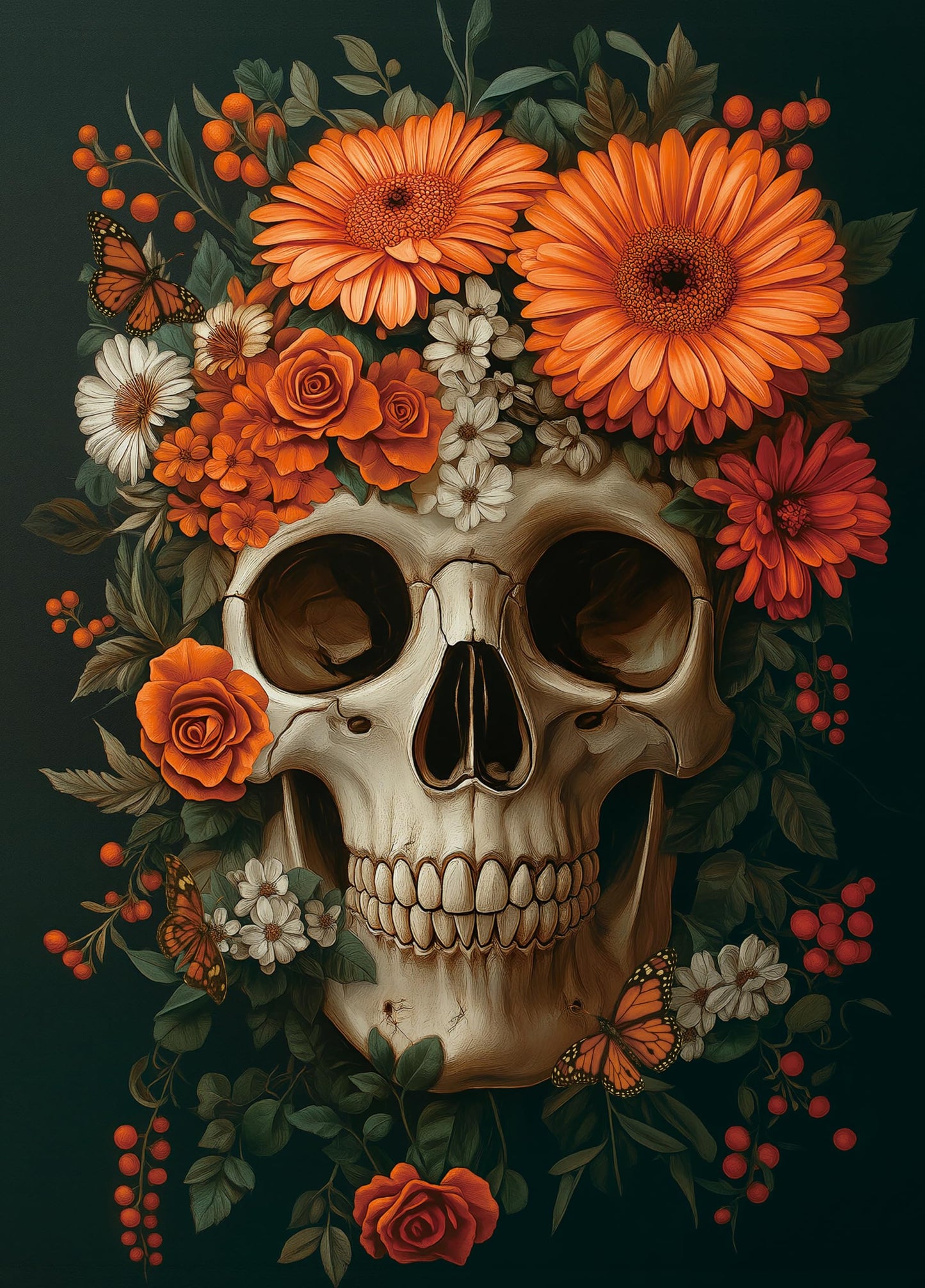 XURLEQ Vintage Skeleton's Floral 1000-Piece Puzzle for Adults – Dark Halloween Art, Matte Finish, 27.56 x 19.68 in