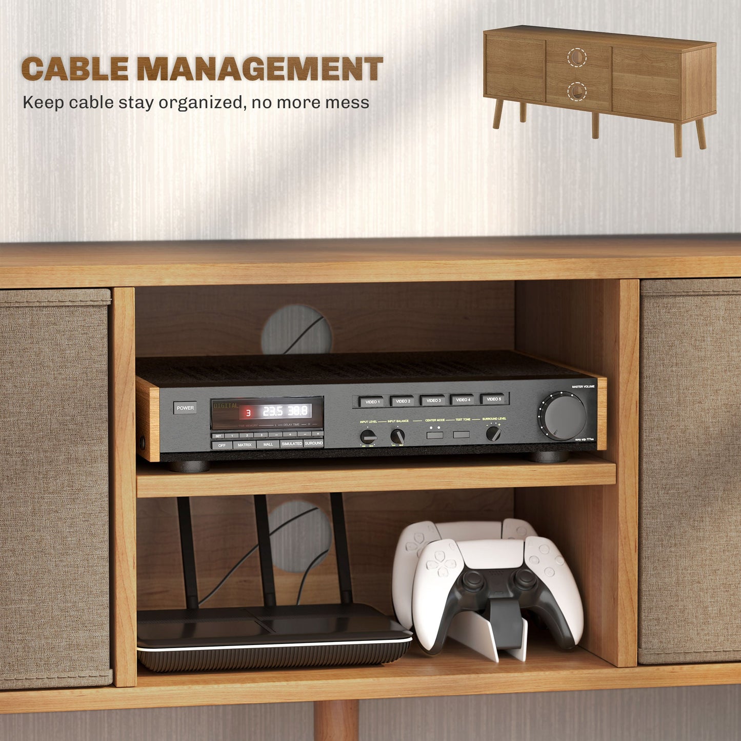 HOMCOM Modern TV Cabinet Stand w/ Shelves & Drawers, Bedroom