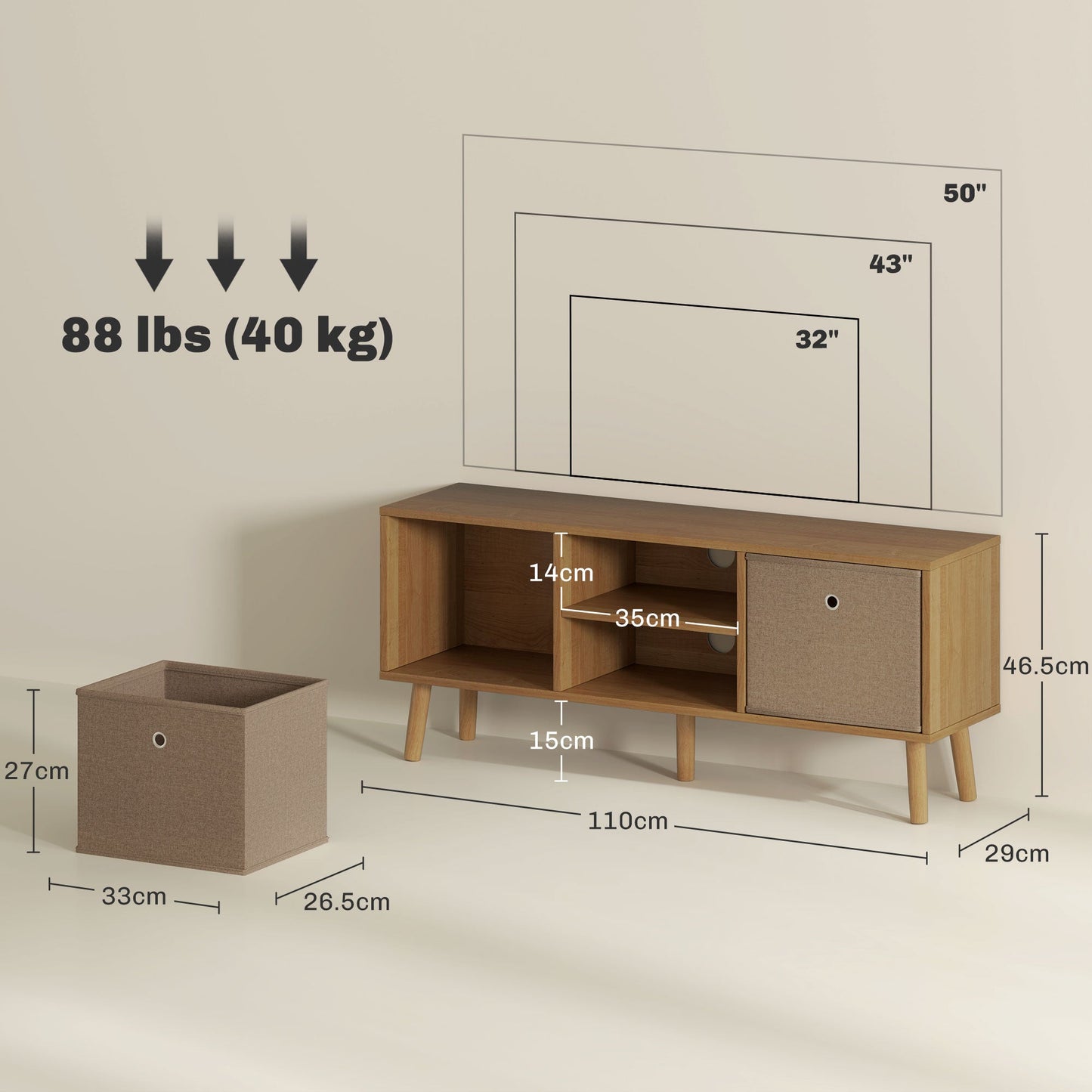 HOMCOM Modern TV Cabinet Stand w/ Shelves & Drawers, Bedroom