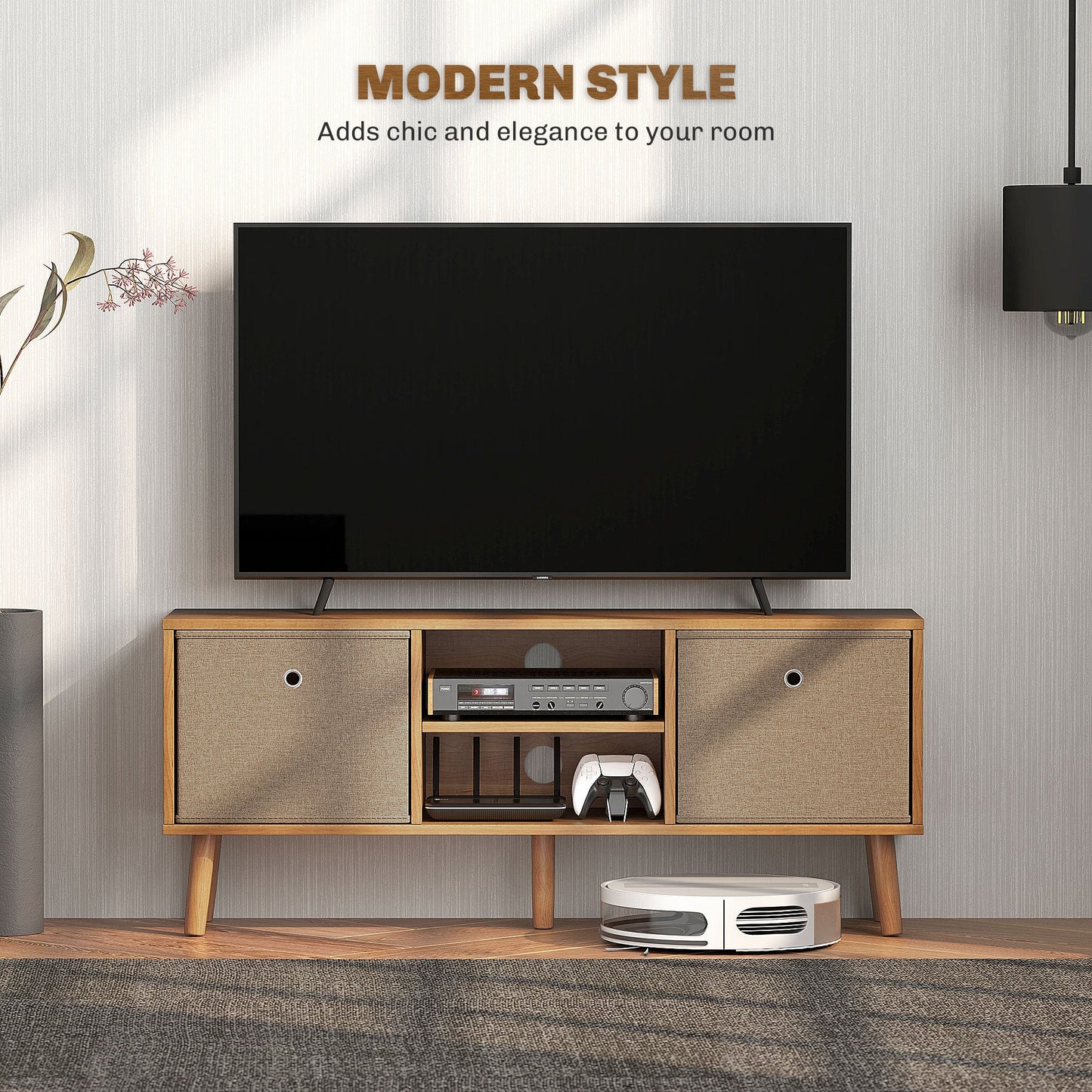 HOMCOM Modern TV Cabinet Stand w/ Shelves & Drawers, Bedroom