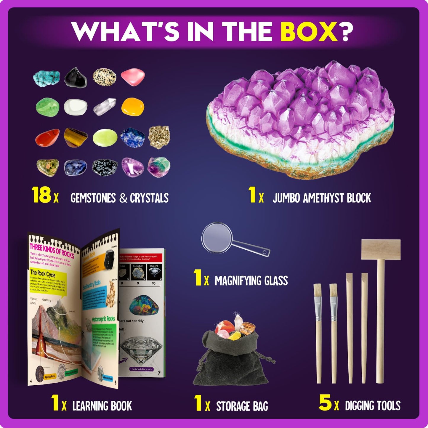 XX Gemstone Dig Kit – Dig Up 18 Real Gemstones & Crystals | STEM Toy for Kids 5-8