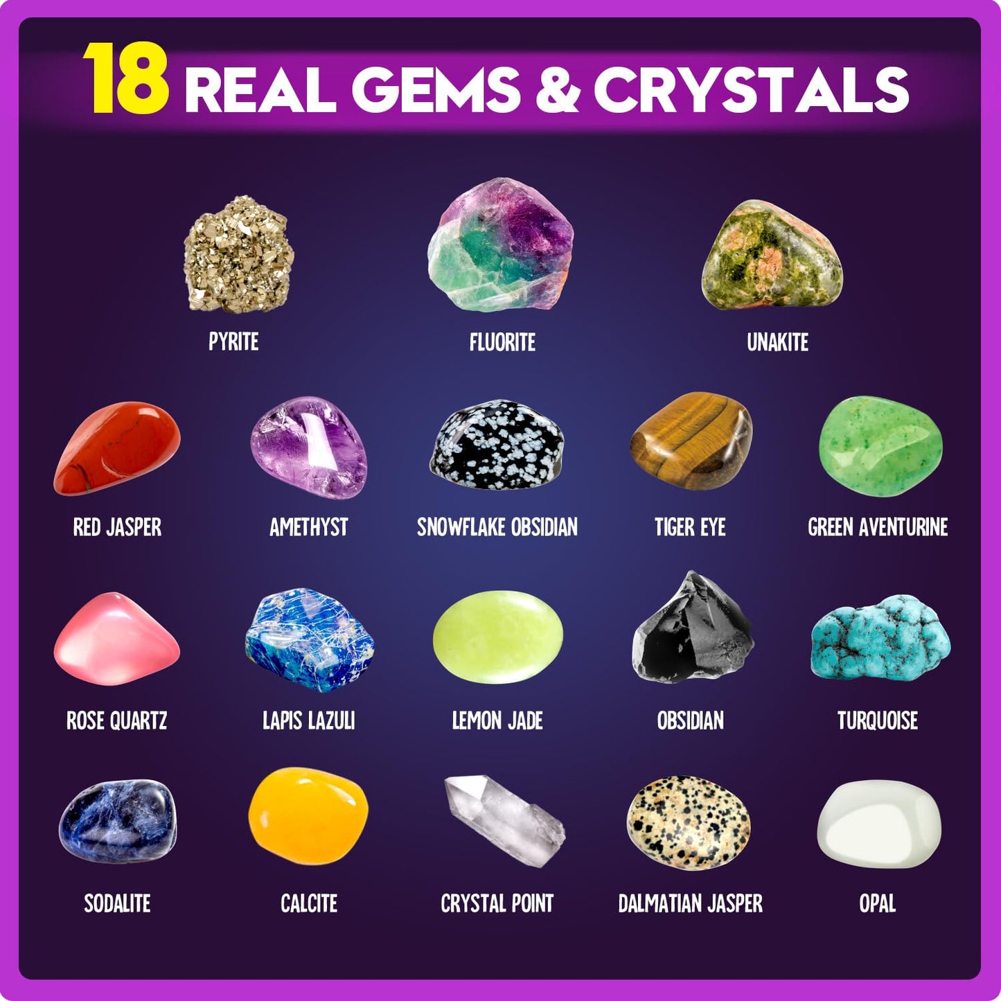 XX Gemstone Dig Kit – Dig Up 18 Real Gemstones & Crystals | STEM Toy for Kids 5-8