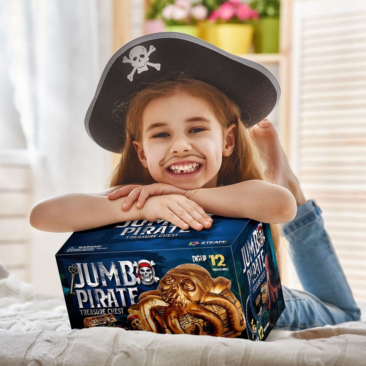 XX Jumbo Pirate Dig Kit – Dig Up 12 Treasures, Gems & Coins | Pirate Toys for Kids