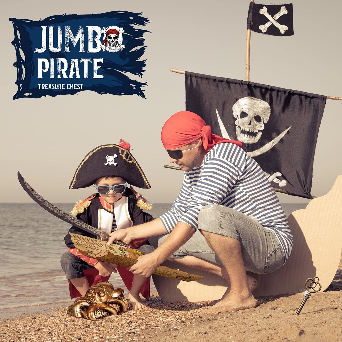 XX Jumbo Pirate Dig Kit – Dig Up 12 Treasures, Gems & Coins | Pirate Toys for Kids