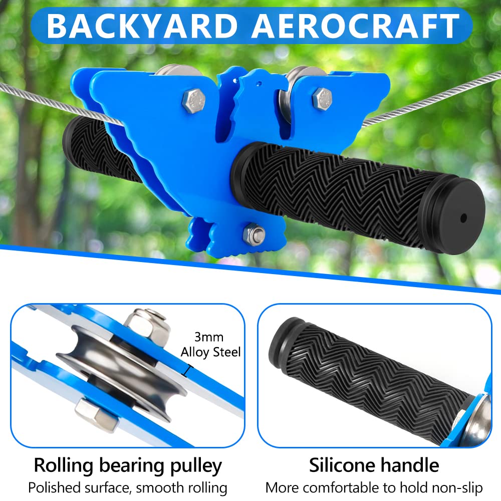 X XBEN 120ft Zip Line Kit for Backyard – Safe Outdoor Fun for All