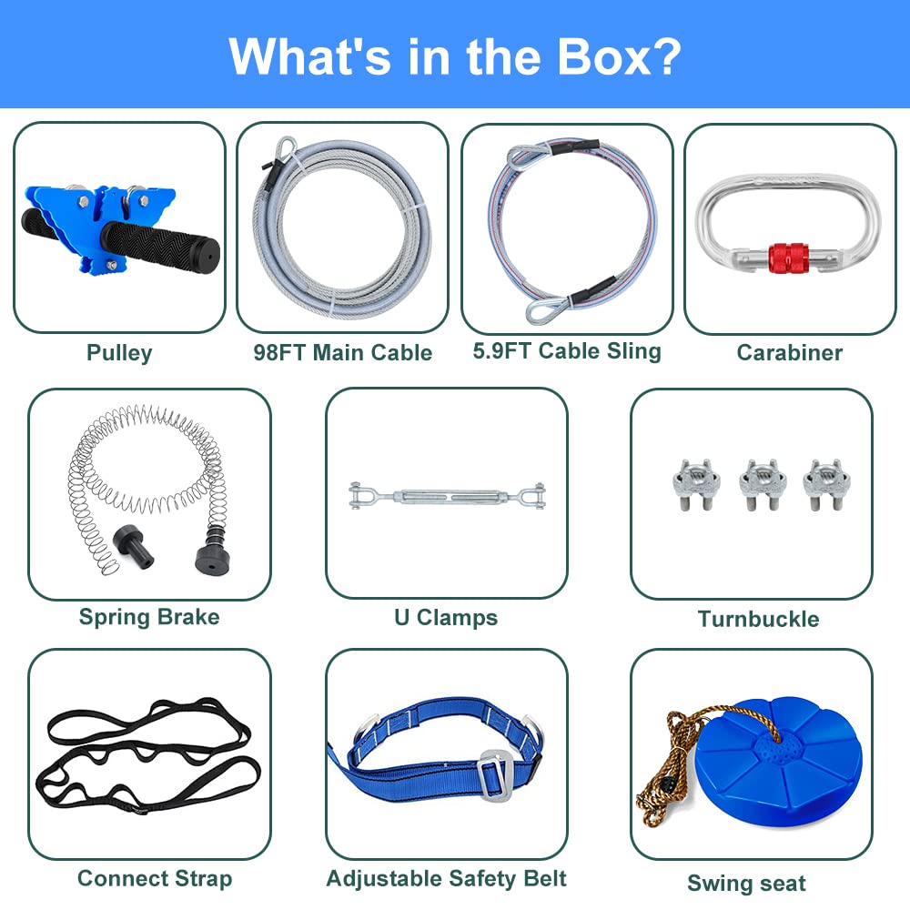 X XBEN 120ft Zip Line Kit for Backyard – Safe Outdoor Fun for All