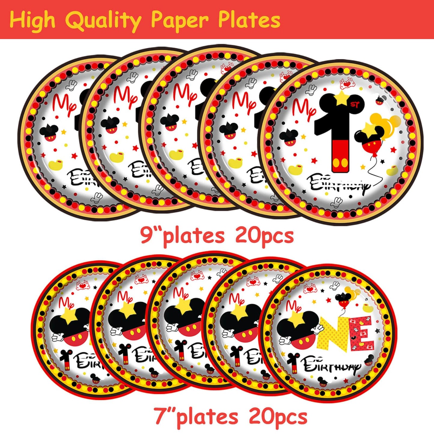 XXDecor 80 Pcs Red Cartoon 1st Birthday Party Tableware Kit for Boys – 20 Guests