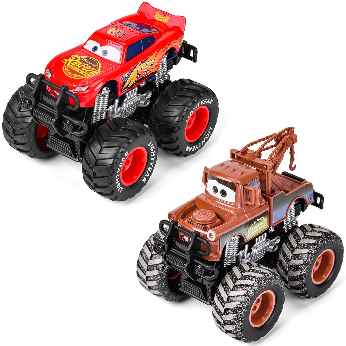 XXHUYAO 2-Pack 45 Metal Die-Cast Big Wheel Off-Road Toy Cars – Friction-Powered for Ages 3+