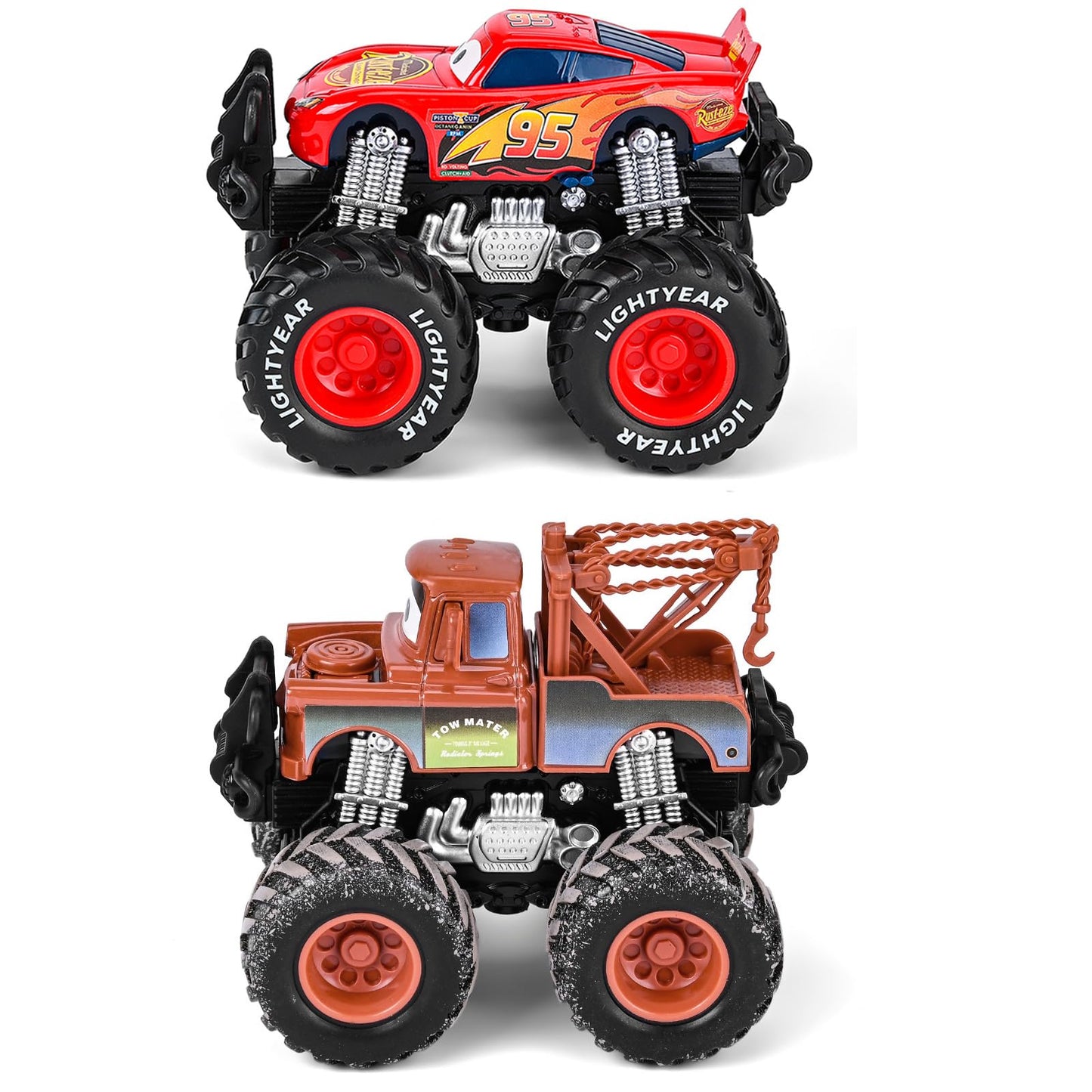 XXHUYAO 2-Pack 45 Metal Die-Cast Big Wheel Off-Road Toy Cars – Friction-Powered for Ages 3+
