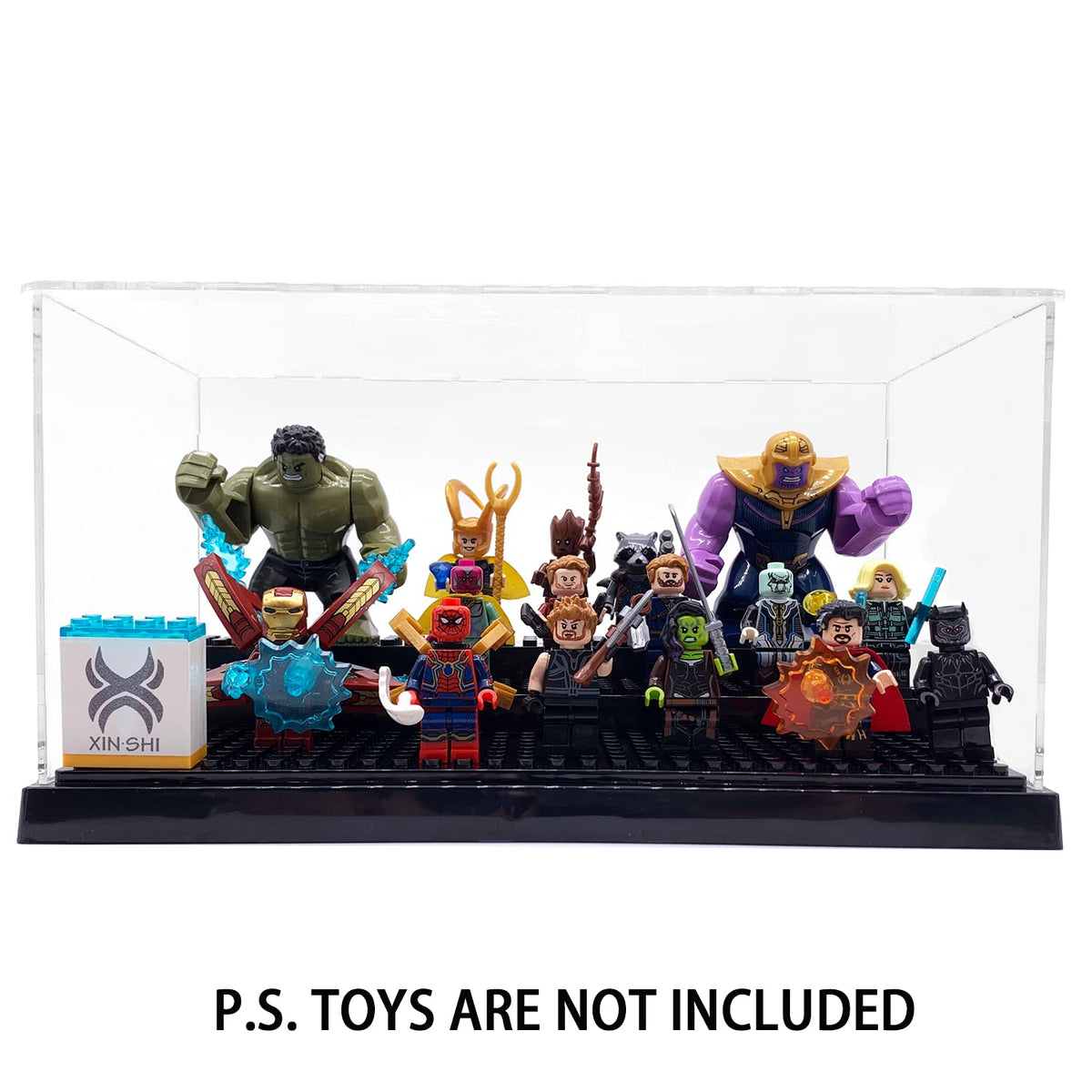 X XIN·SHI Minifigure Display Case – Black Acrylic Display Box for Lego Figures