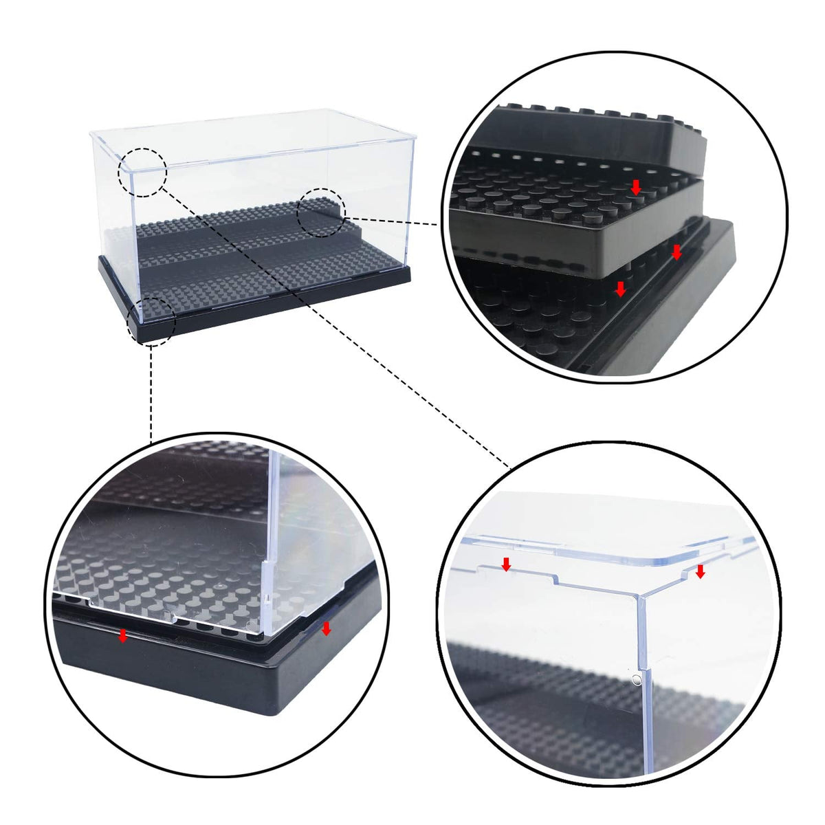 X XIN·SHI Minifigure Display Case – Black Acrylic Display Box for Lego Figures