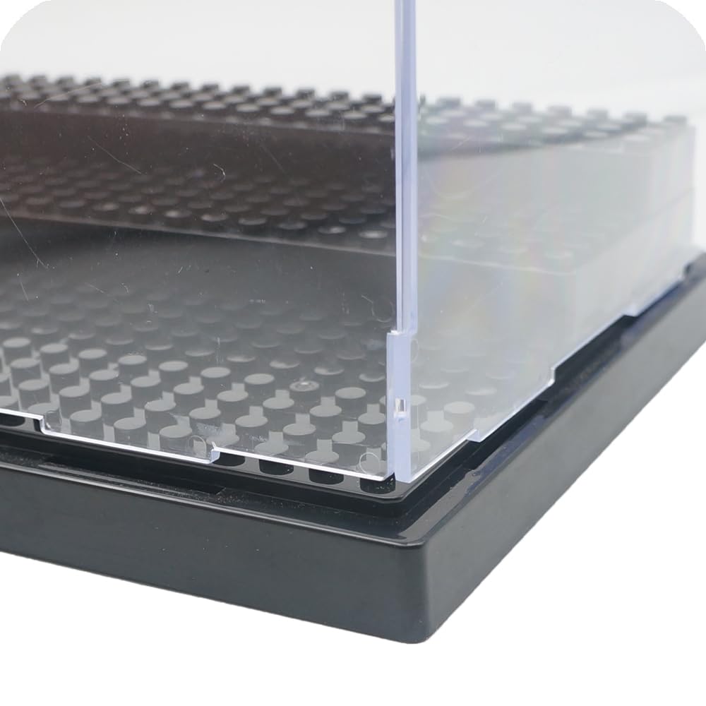 X XIN·SHI Minifigure Display Case – 2-Pack, Black Base, 3-Tier Steps for Lego Enthusiasts