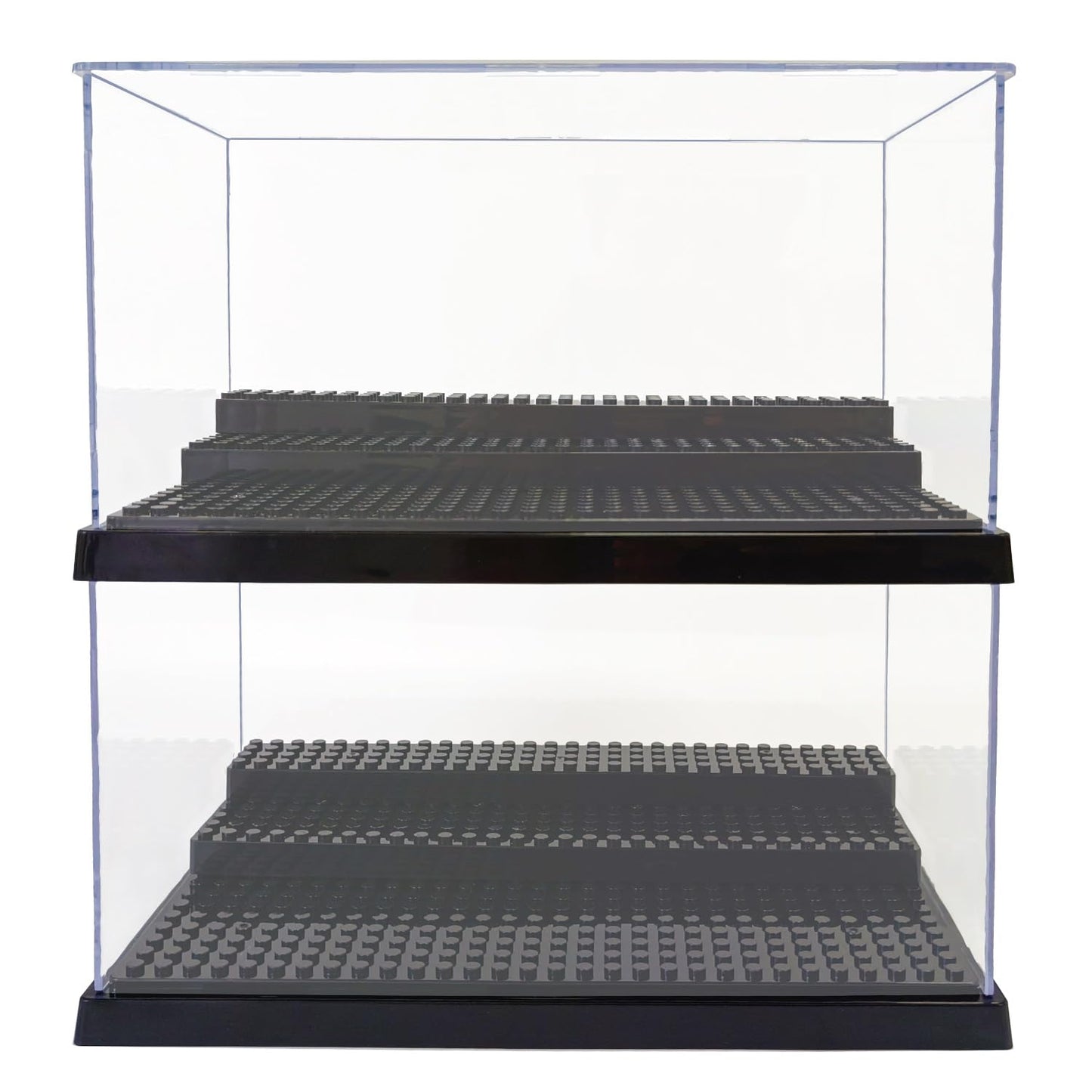 X XIN·SHI Minifigure Display Case – 2-Pack, Black Base, 3-Tier Steps for Lego Enthusiasts