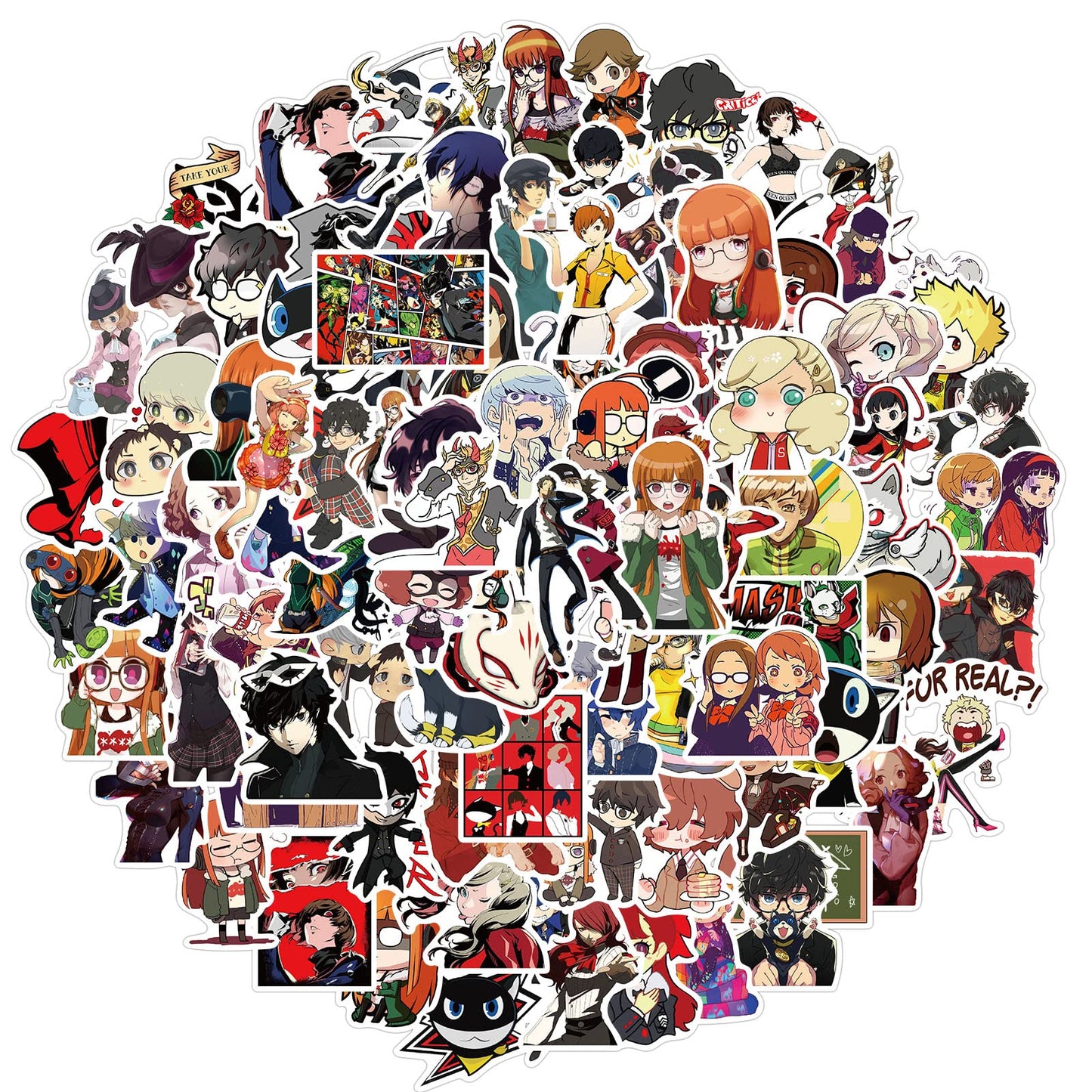 XXMML 100pcs Persona Stickers Pack – Waterproof Cartoon Vinyl Decals for Laptops & More