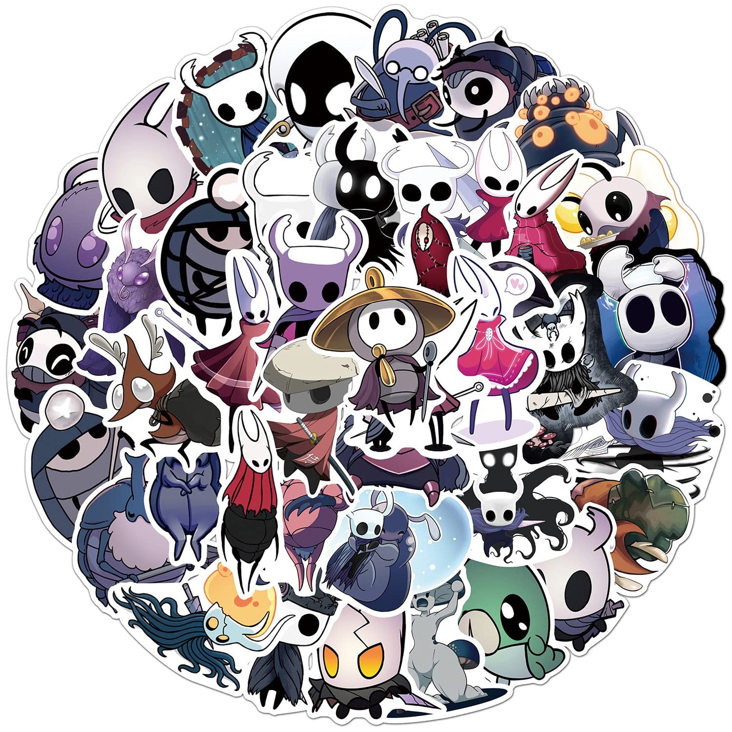 XXMML 50pcs Hollow Knight Stickers – Waterproof Vinyl Decals for Laptop, Helmet, Bike & More