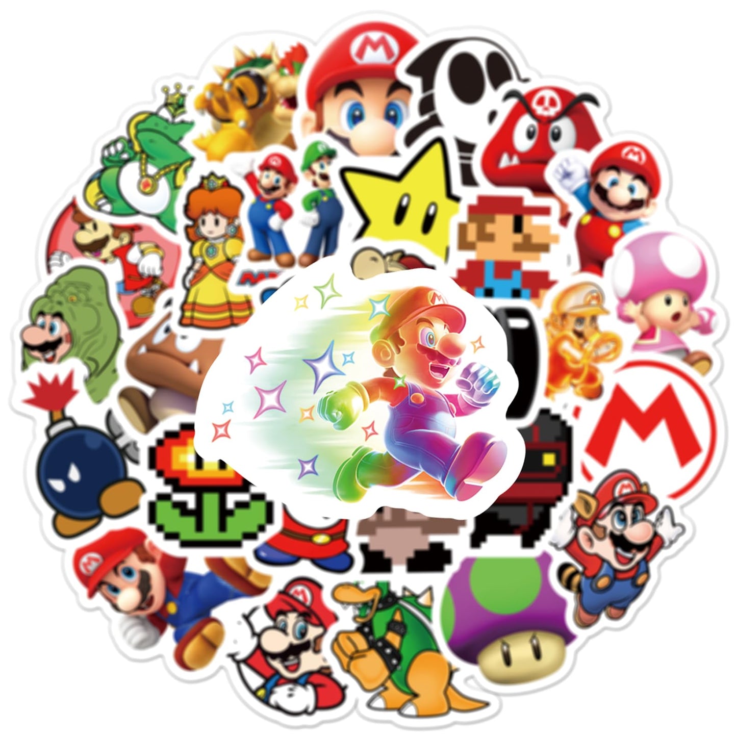 XXMML 50-Pack Mario Stickers – Waterproof Vinyl Decals for Laptops, Water Bottles, Phones, Bikes, Skates