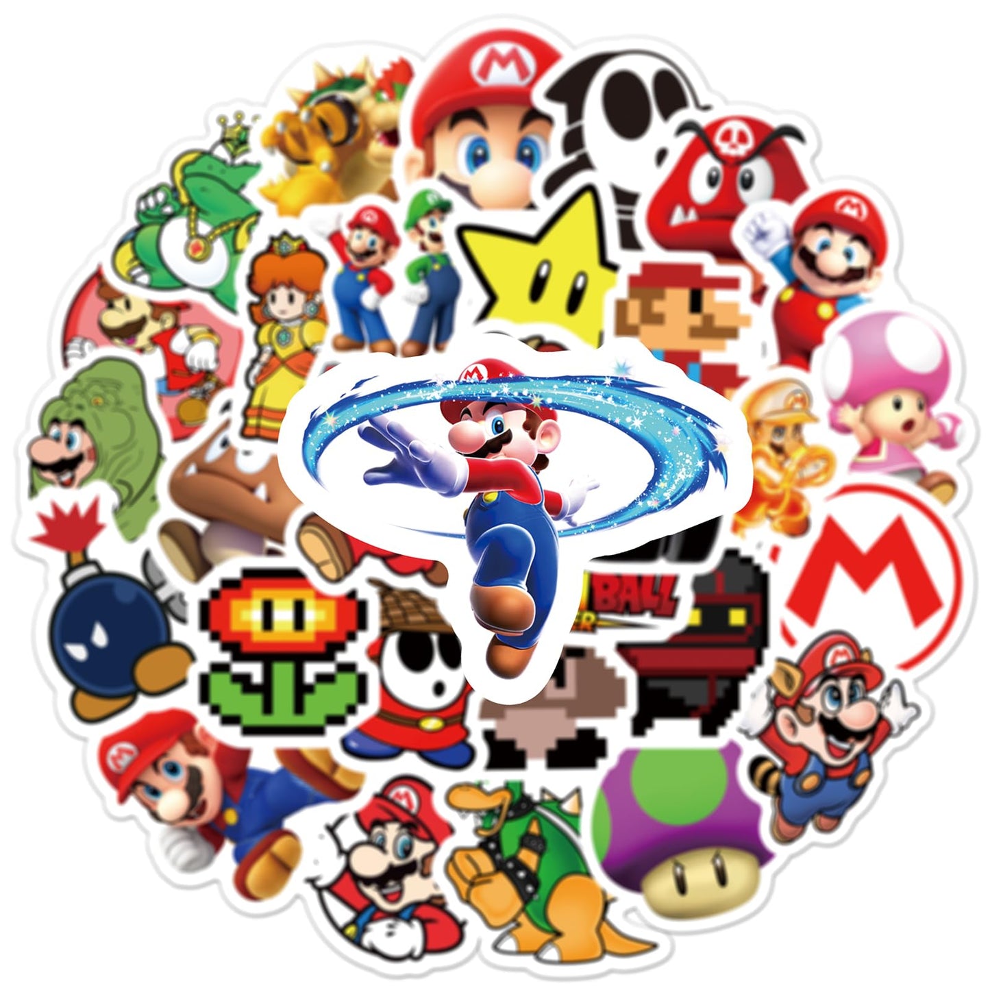 XXMML 50-Pack Mario Stickers – Waterproof Vinyl Decals for Laptops, Water Bottles, Phones, Bikes, Skates