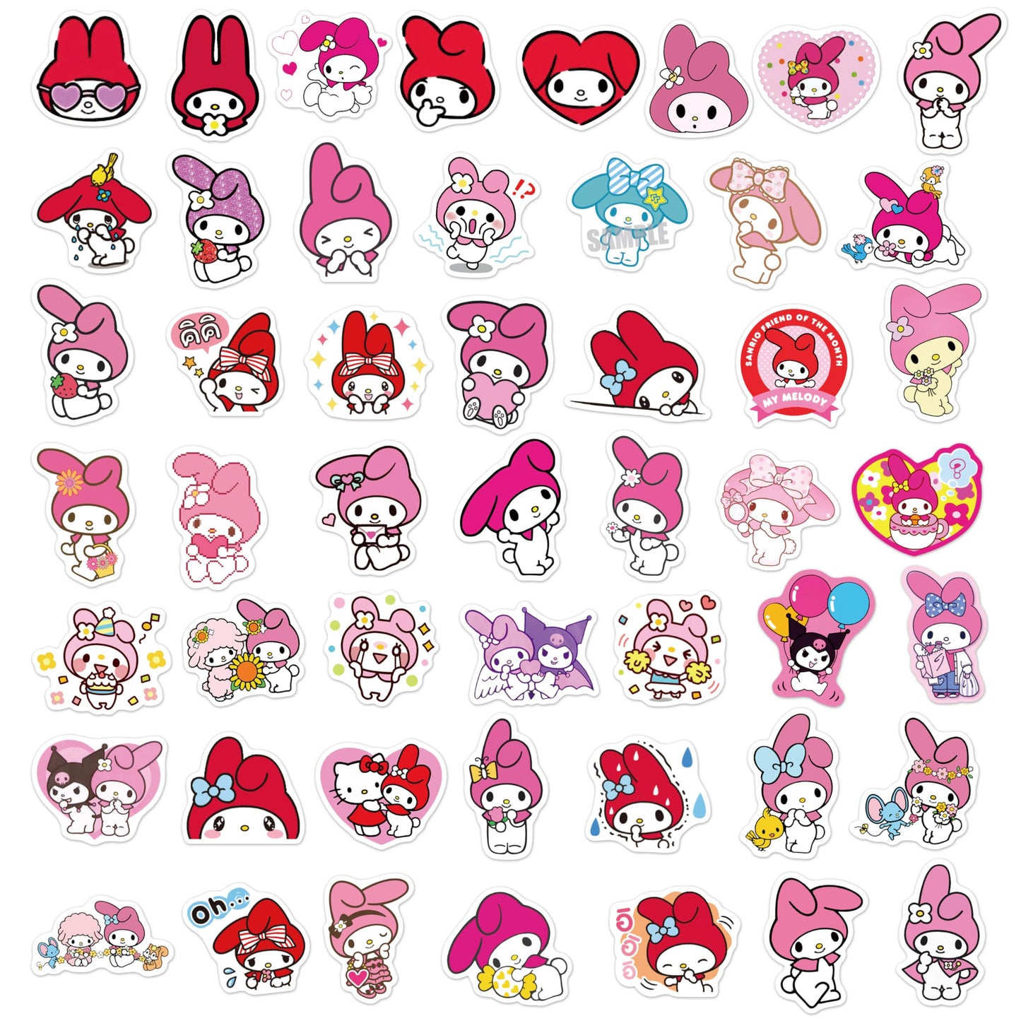 XXMML 50pcs Kawaii Mymelody Stickers – Waterproof Vinyl Decals for Laptops, Travel, Water Bottles