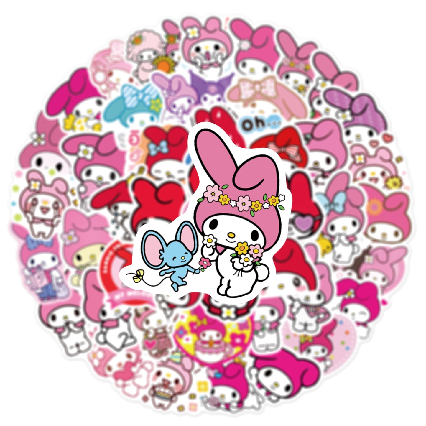 XXMML 50pcs Kawaii Mymelody Stickers – Waterproof Vinyl Decals for Laptops, Travel, Water Bottles