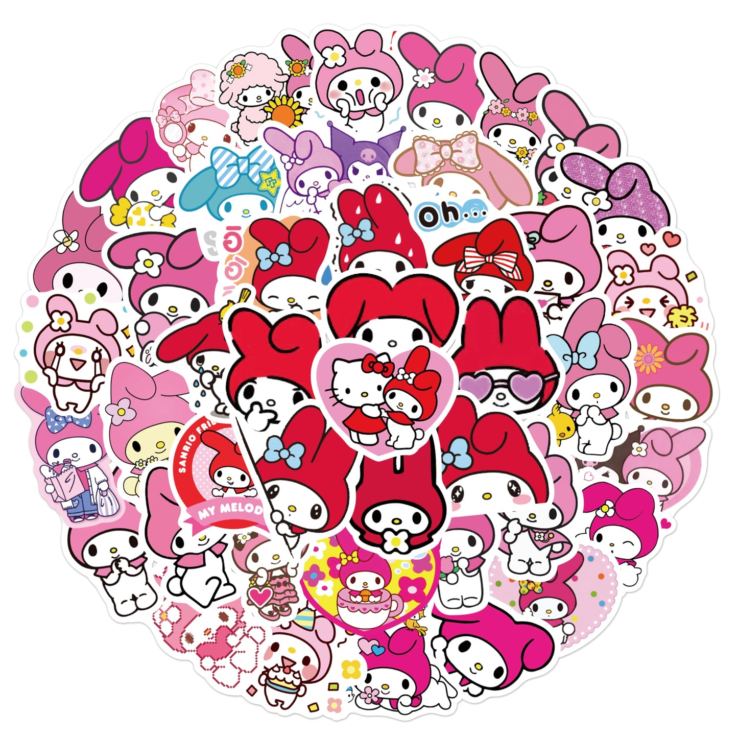 XXMML 50pcs Kawaii Mymelody Stickers – Waterproof Vinyl Decals for Laptops, Travel, Water Bottles